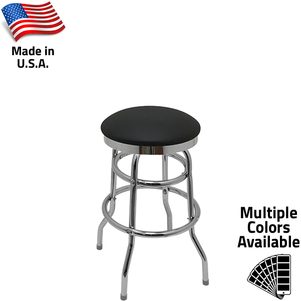 SL1131 Slimline Button Top Stool - Chrome Bar Height Swivel Frame