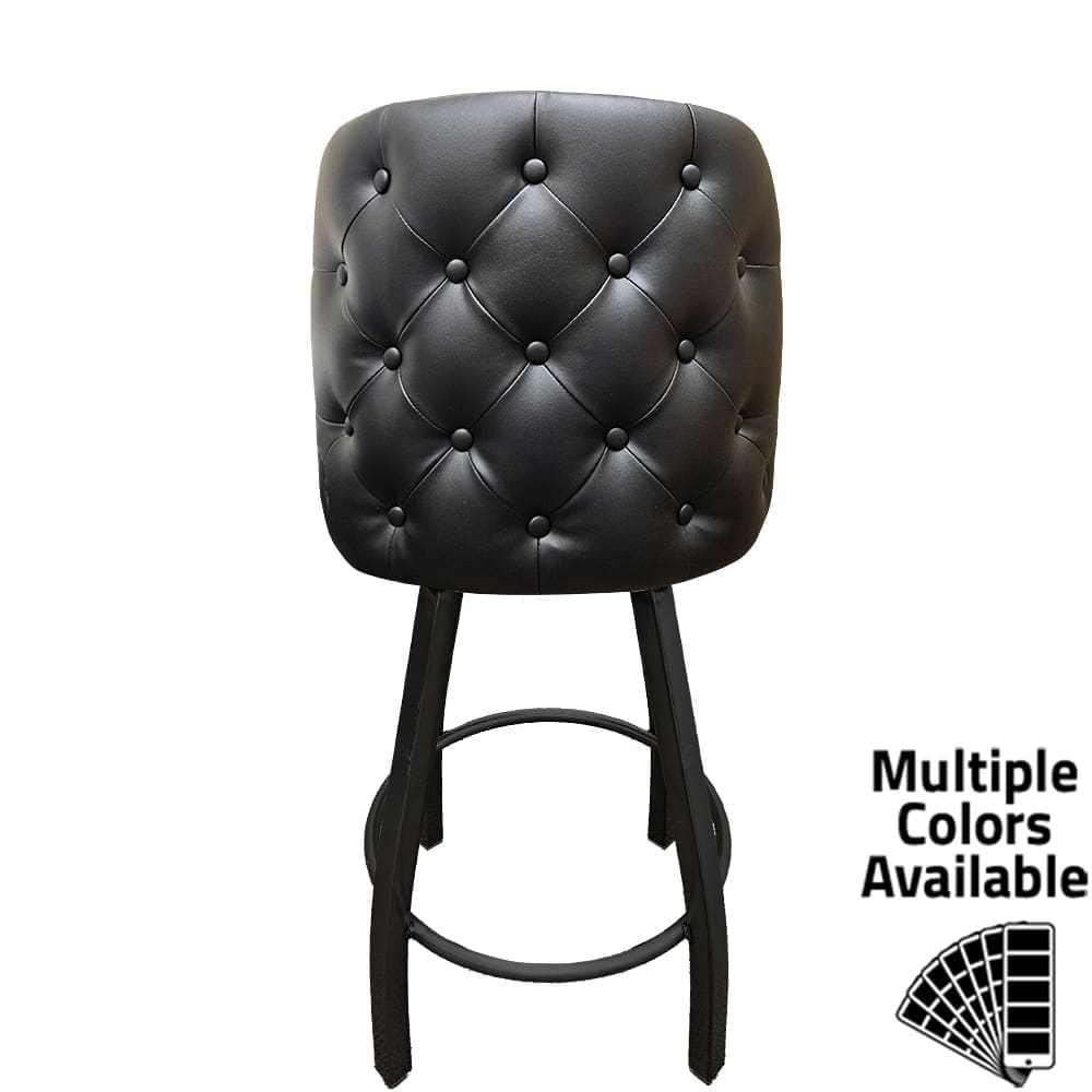 SL8036 Tufted Back Bucket Barstool with Counter Height Black Swivel Frame