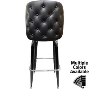 SL8133 Tufted Back Bucket Barstool with Gloss Black Square Swivel Frame