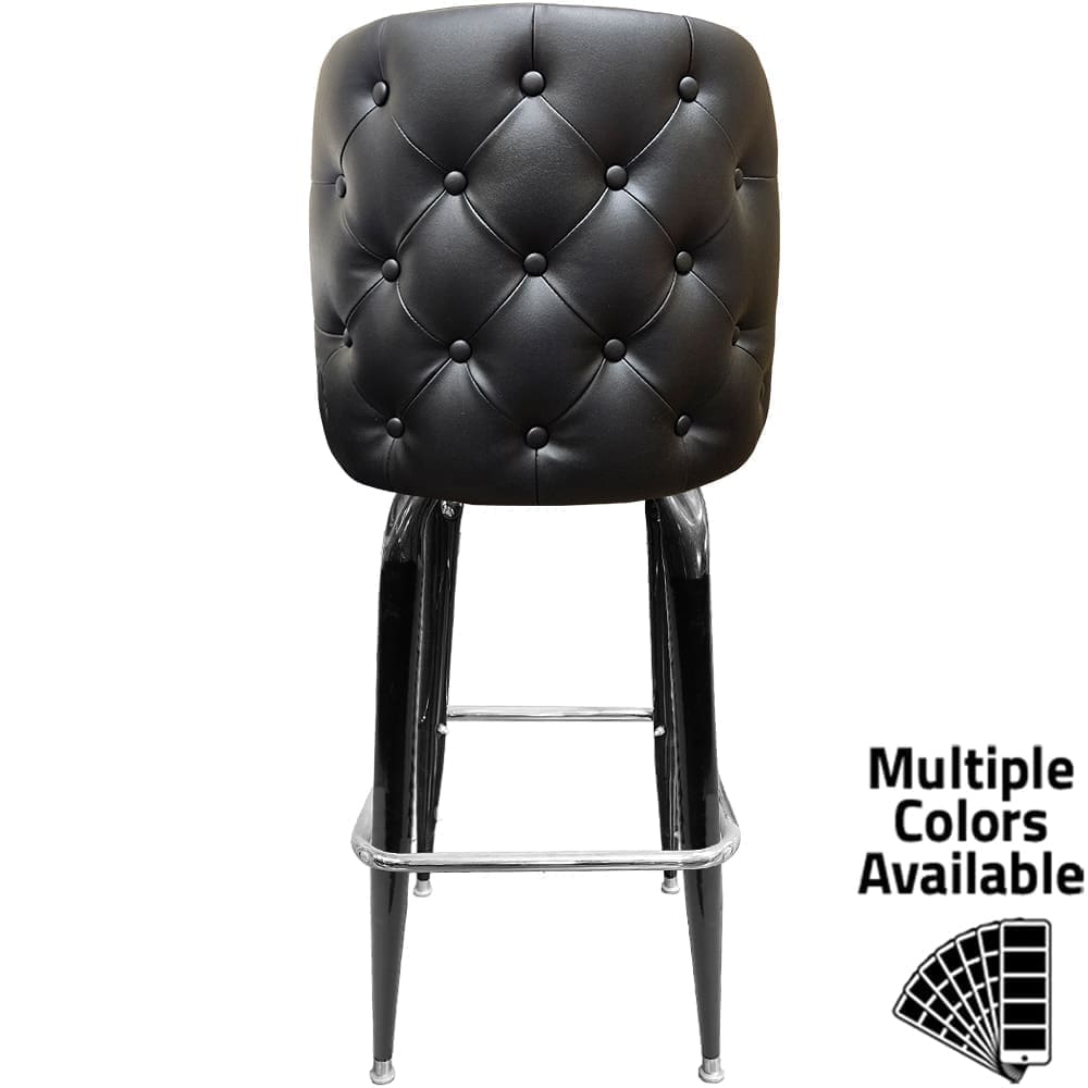 SL8133 Tufted Back Bucket Barstool with Gloss Black Square Swivel Frame