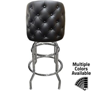 SL8134 Tufted Back Bucket Barstool with Double Rung Chrome Swivel Frame