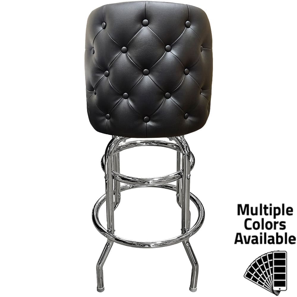 SL8134 Tufted Back Bucket Barstool with Double Rung Chrome Swivel Frame