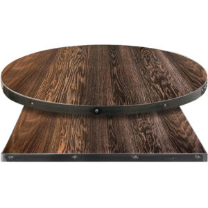 Fortress Manufactured Table Tops - Wood Veneer with Distressed Walnut Dye finish