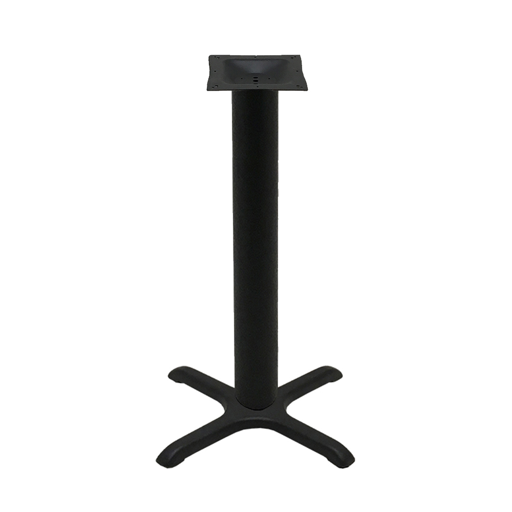 Table Base - 22" x 22" Cross - Black Stamped Steel - Counter Height - 4" Column