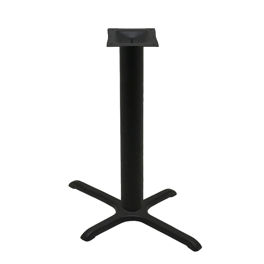 Table Base - 22" x 30" Cross - Black Stamped Steel - Counter Height - 4" Column