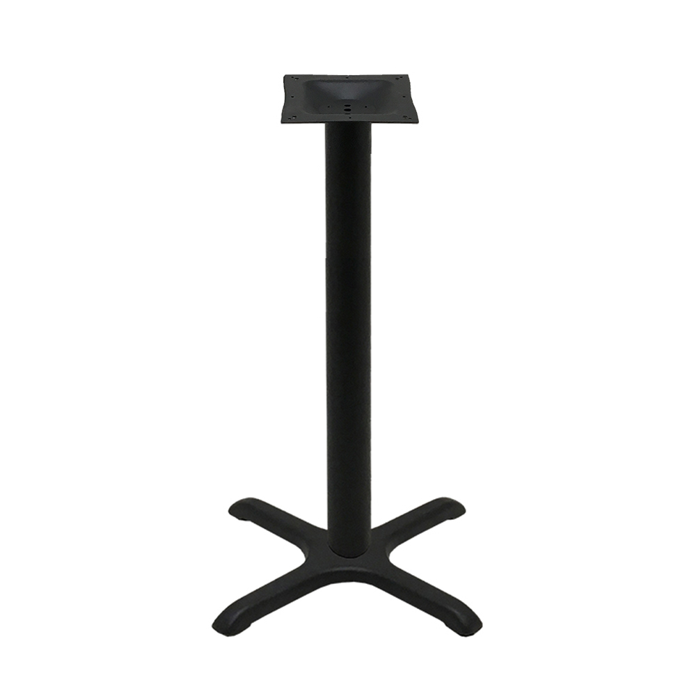 Table Base - 22" x 22" Cross - Black Stamped Steel - Counter Height - 3" Column