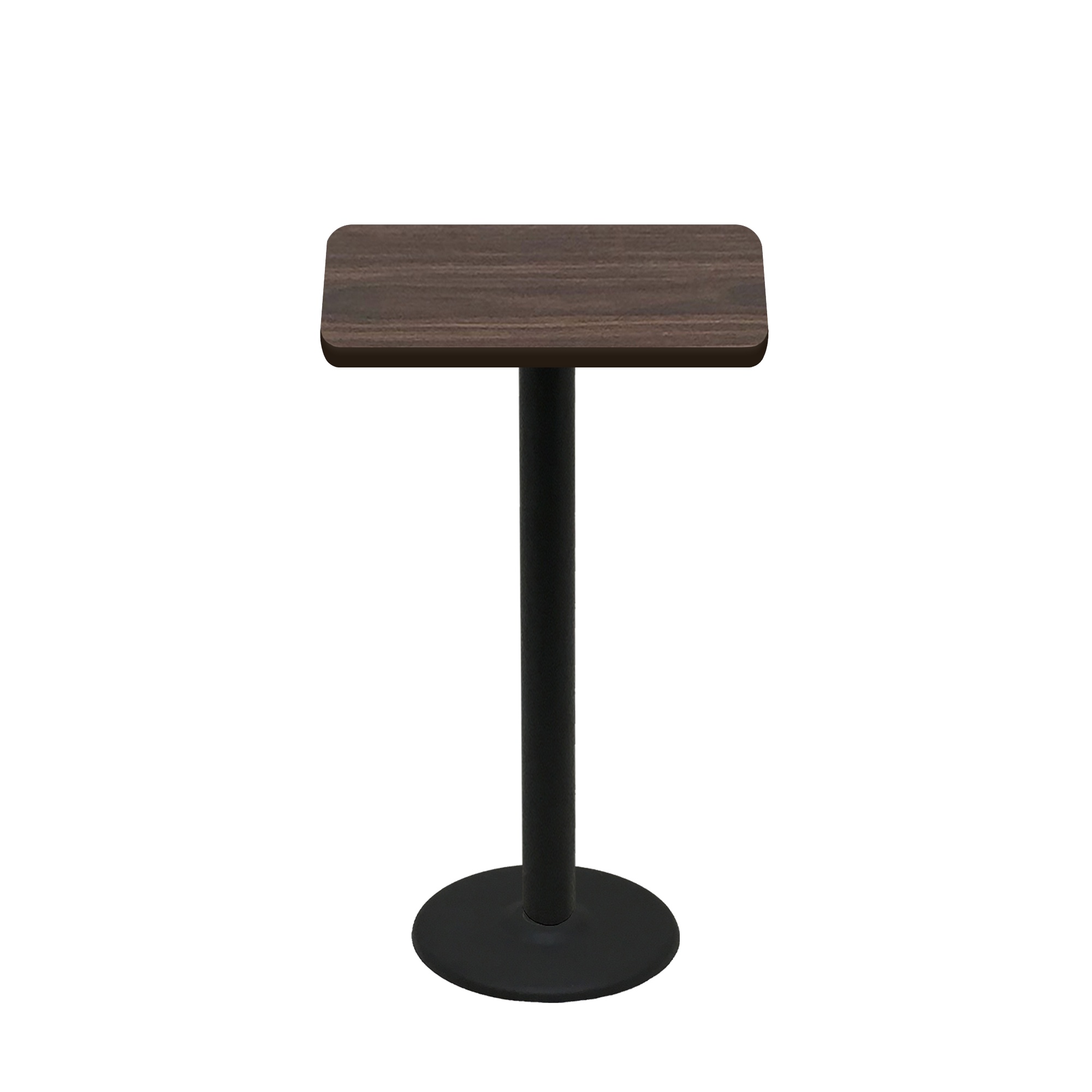 24" x 30" Two-Sided Oak/Walnut Quick Ship Table - Walnut Up + Black Bar Height 18" Disc Base