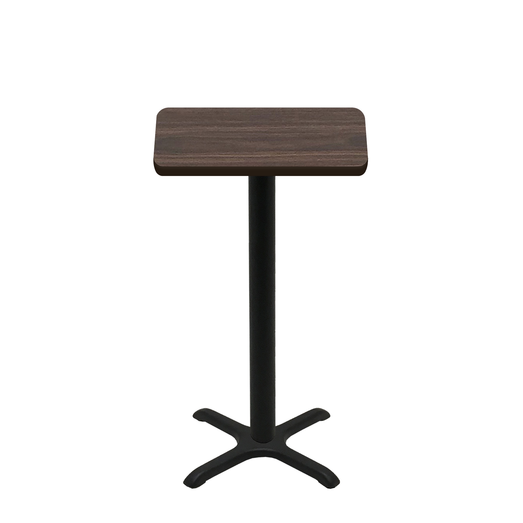 24" x 30" Two-Sided Oak/Walnut Quick Ship Table - Walnut Up + Black Bar Height 22" x 22" Cross Base