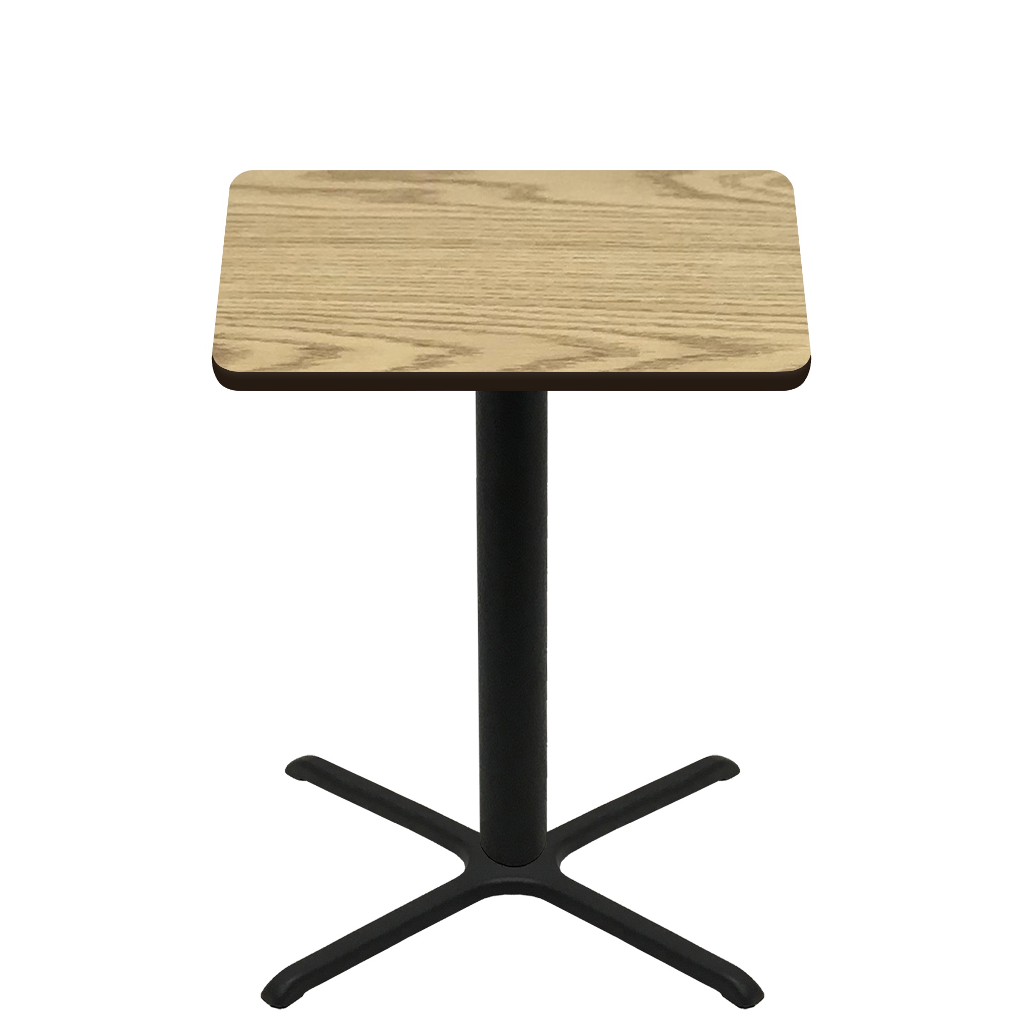 42" x 42" Two-Sided Oak/Walnut Quick Ship Table - Oak Up + Black Bar Height 36" x 36" Cross Base