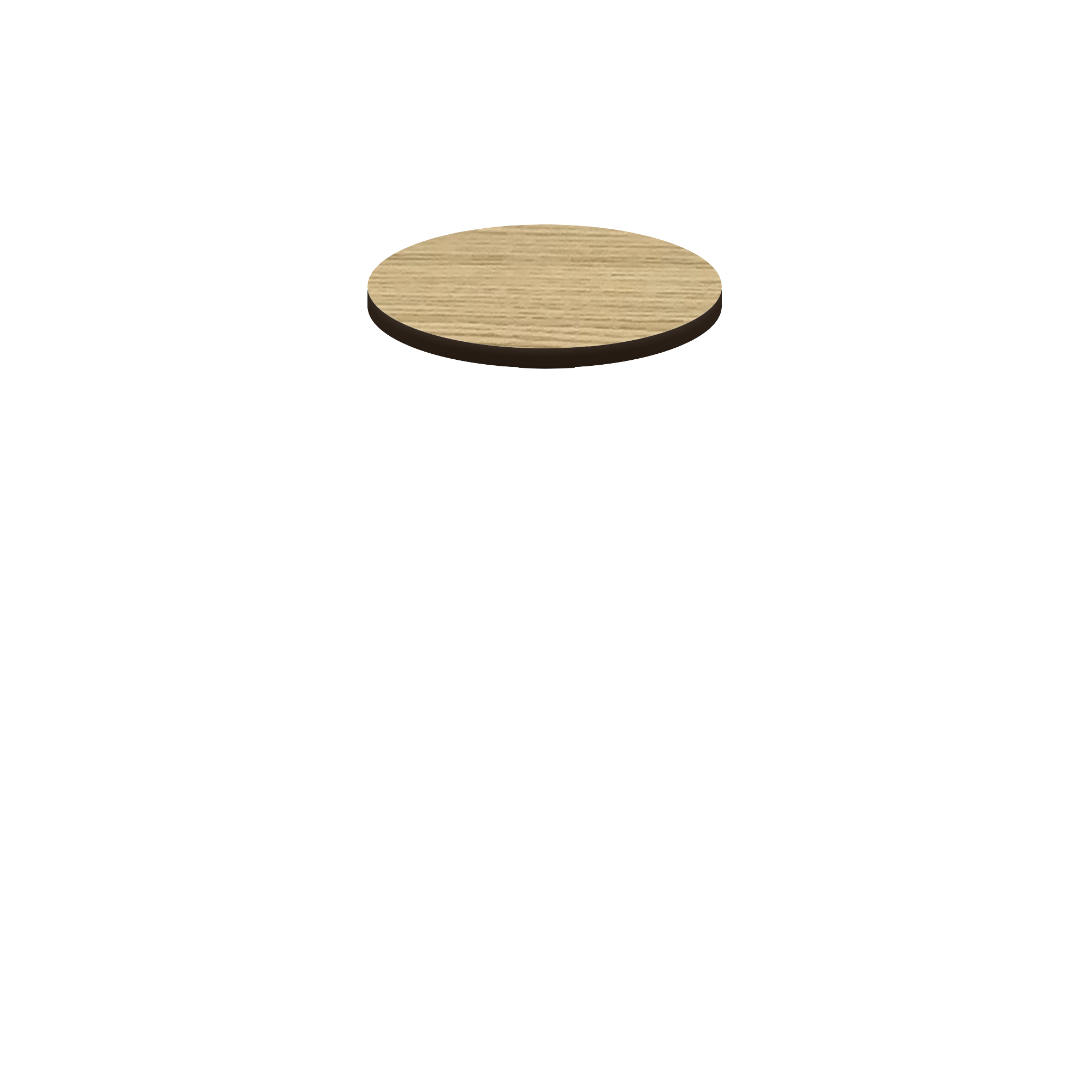 Two-Sided Quick Ship Table Tops - Oak/Walnut Laminate - Brown T-Mold - 24" Round