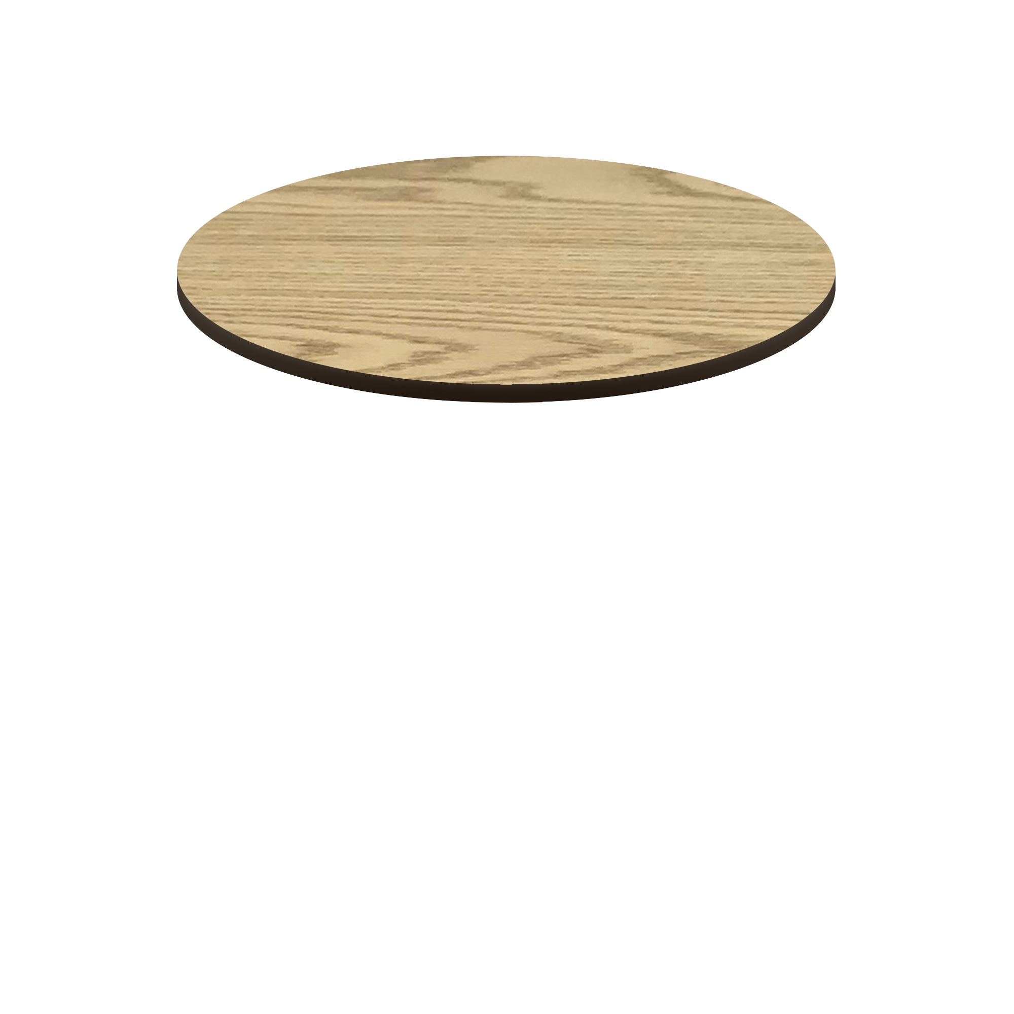 Two-Sided Quick Ship Table Tops - Oak/Walnut Laminate - Brown T-Mold - 48" Round