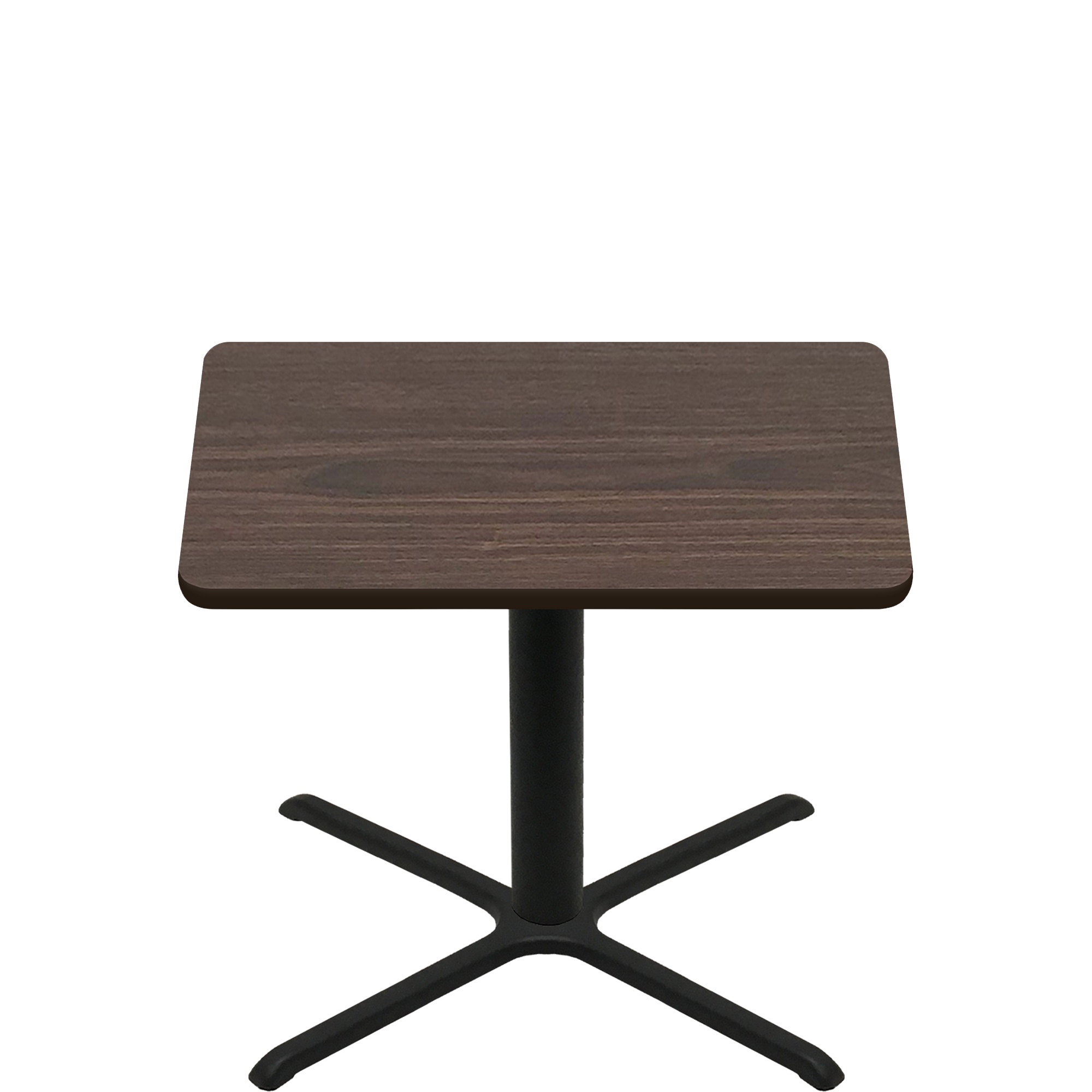 48" x 48" Two-Sided Oak/Walnut Quick Ship Table - Walnut Up + Black Standard Height 40" x 40" Cross Base