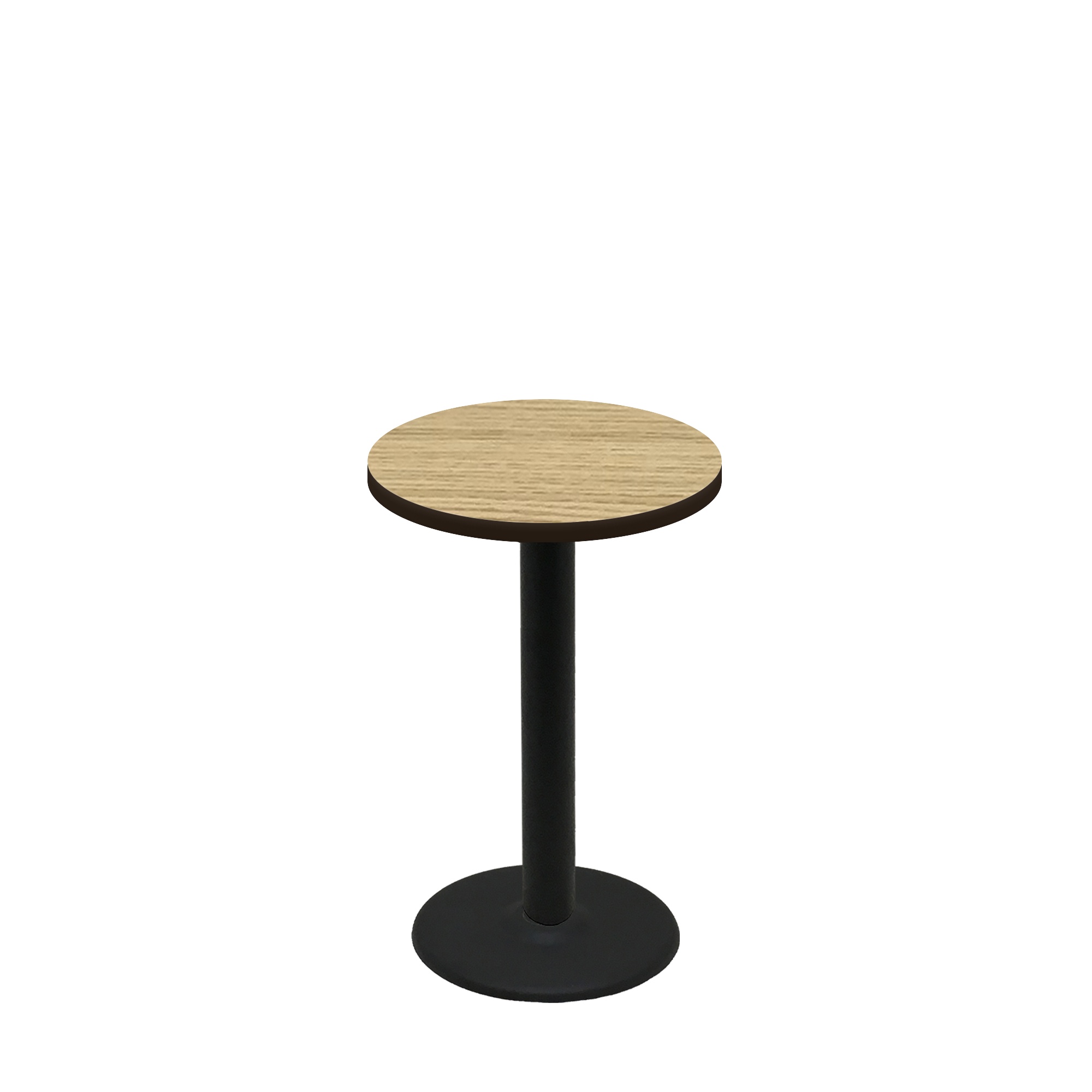 24" Round Two-Sided Oak/Walnut Quick Ship Table - Oak Up + Black Standard Height 18" Disc Base
