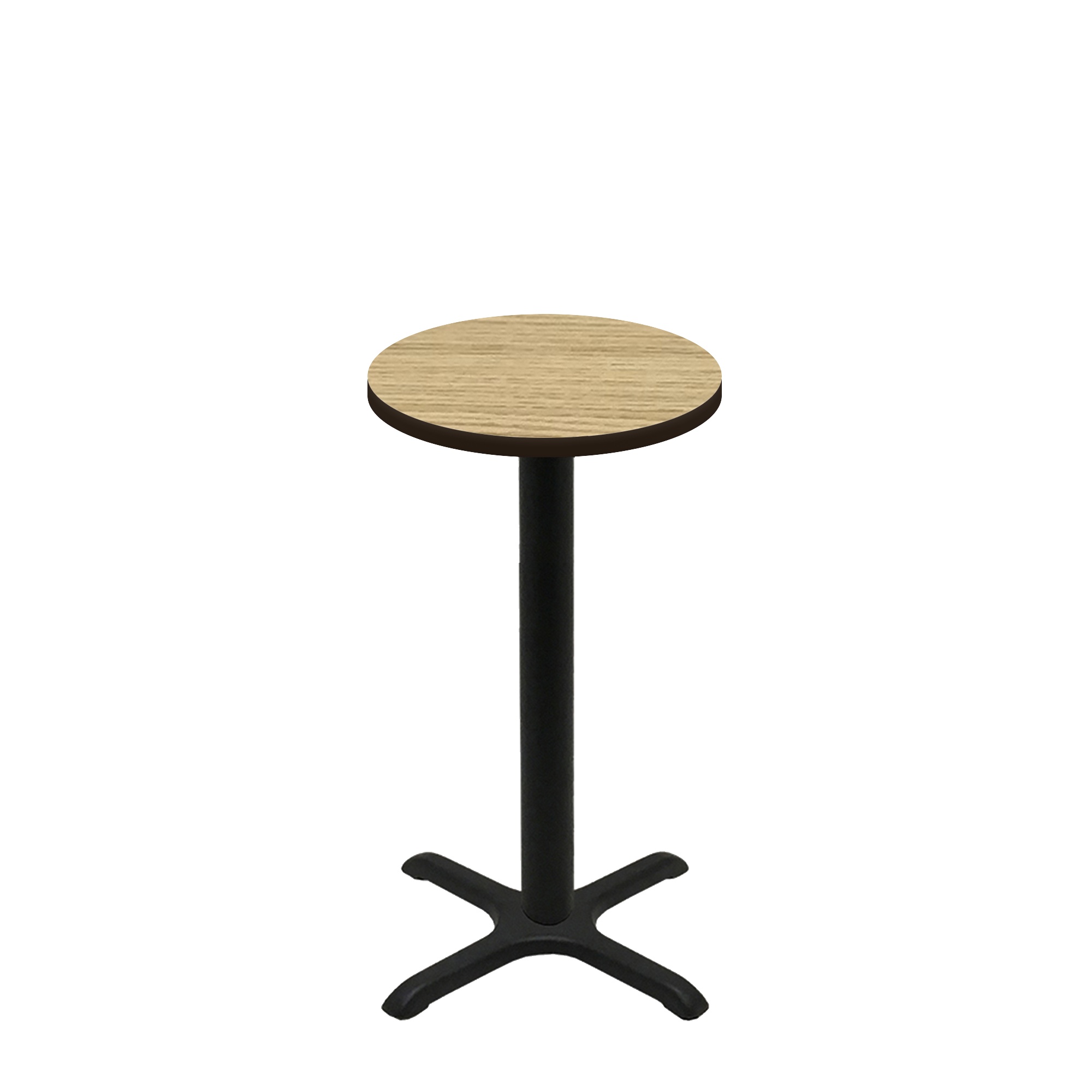 24" Round Two-Sided Oak/Walnut Quick Ship Table - Oak Up + Black Counter Height 22" x 22" Cross Base