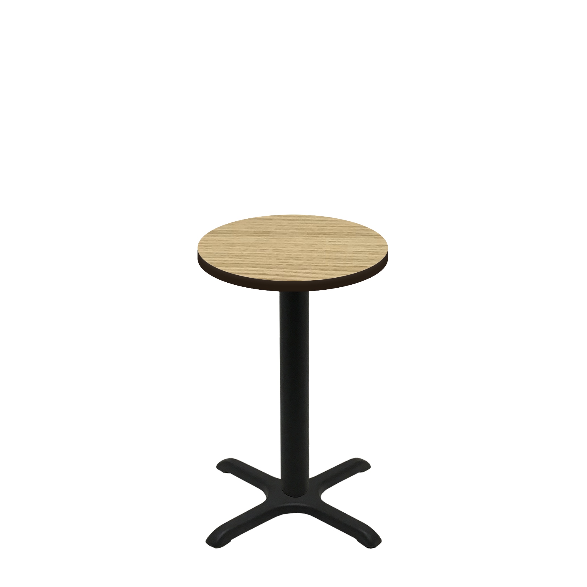 24" Round Two-Sided Oak/Walnut Quick Ship Table - Oak Up + Black Standard Height 22" x 22" Cross Base