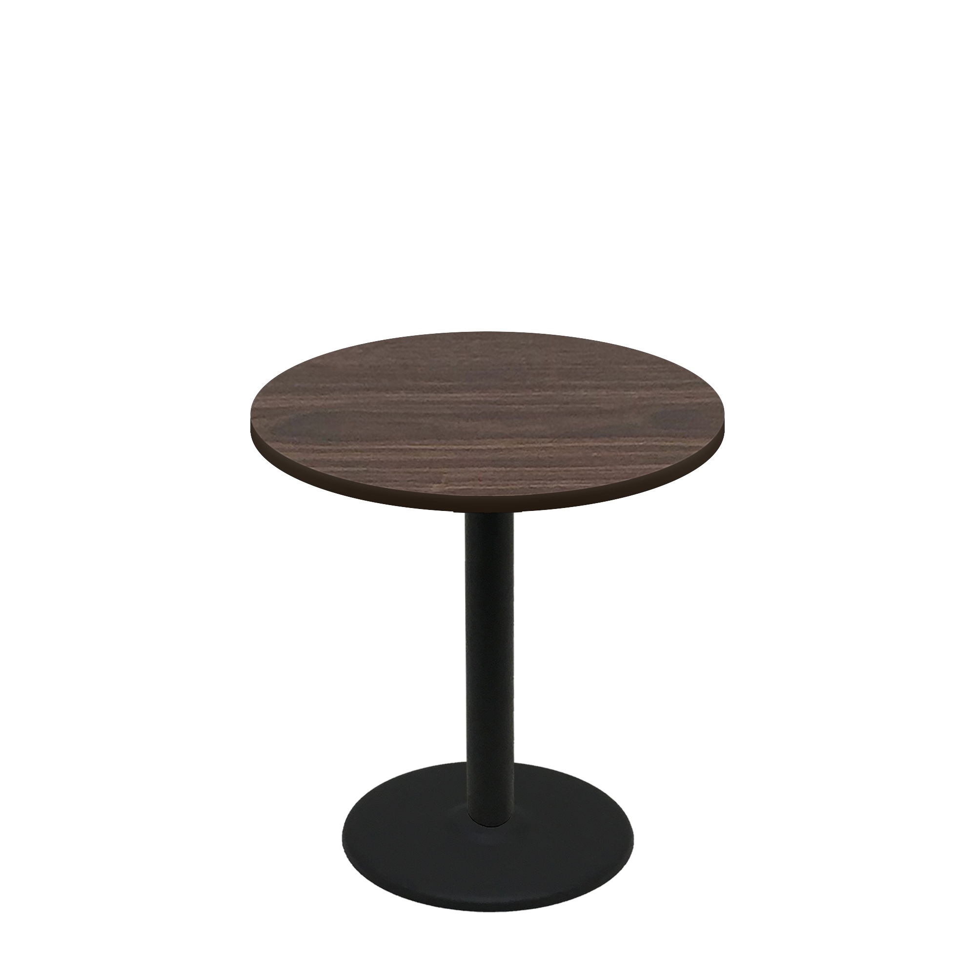 36" Round Two-Sided Oak/Walnut Quick Ship Table - Walnut Up + Black Standard Height 22" Disc Base