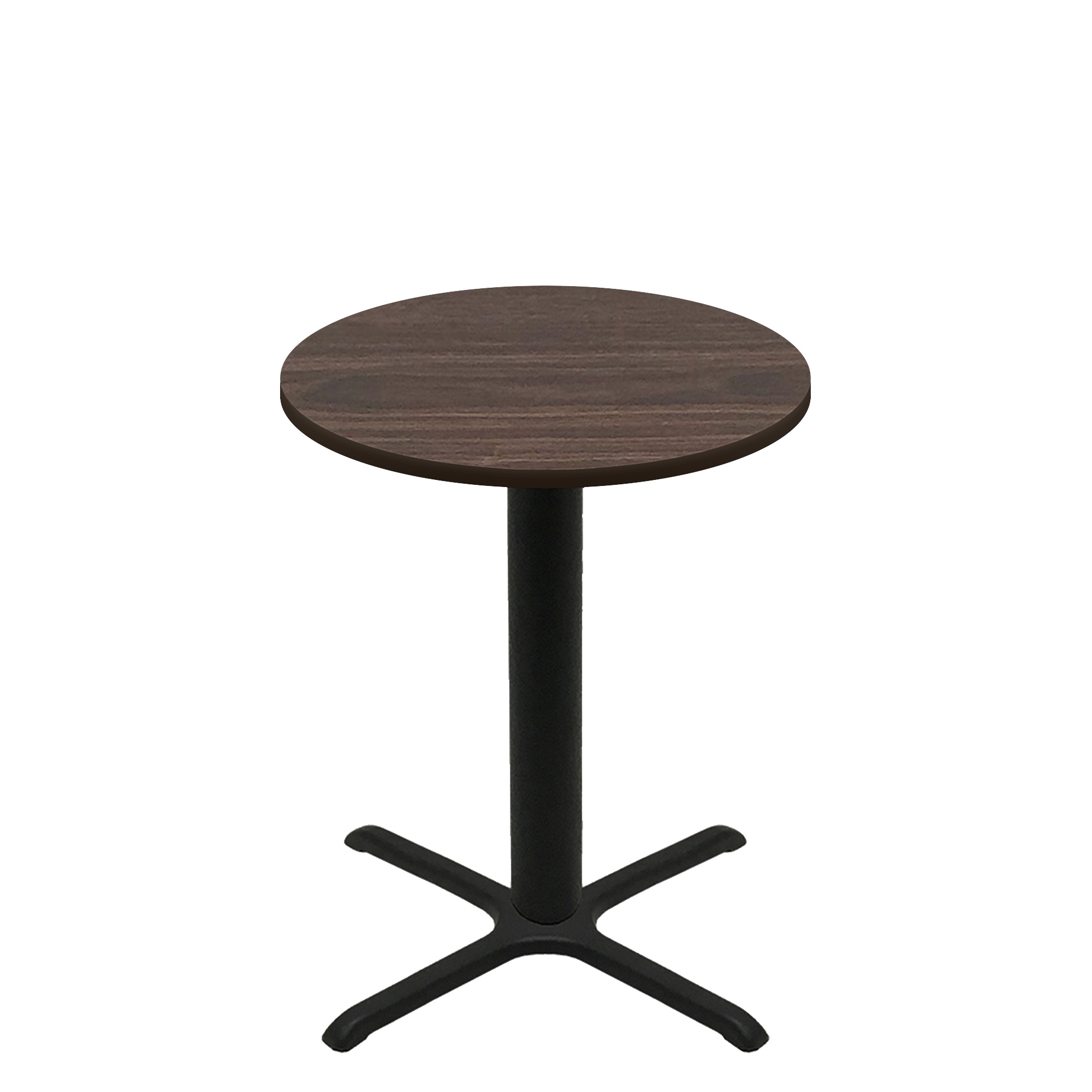 36" Round Two-Sided Oak/Walnut Quick Ship Table - Walnut Up + Black Counter Height 30" x 30" Cross Base
