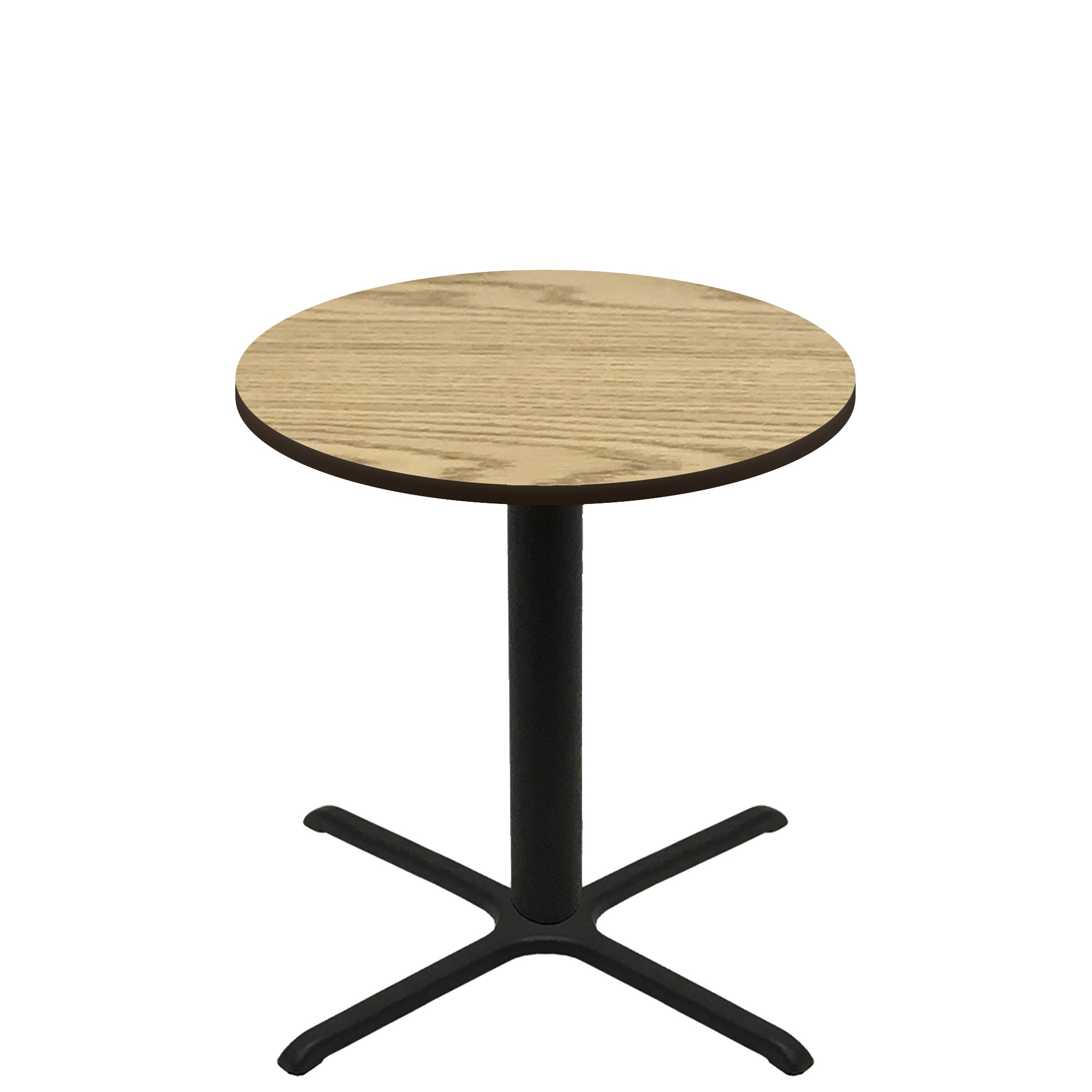 42" Round Two-Sided Oak/Walnut Quick Ship Table - Oak Up + Black Counter Height 36" x 36" Cross Base