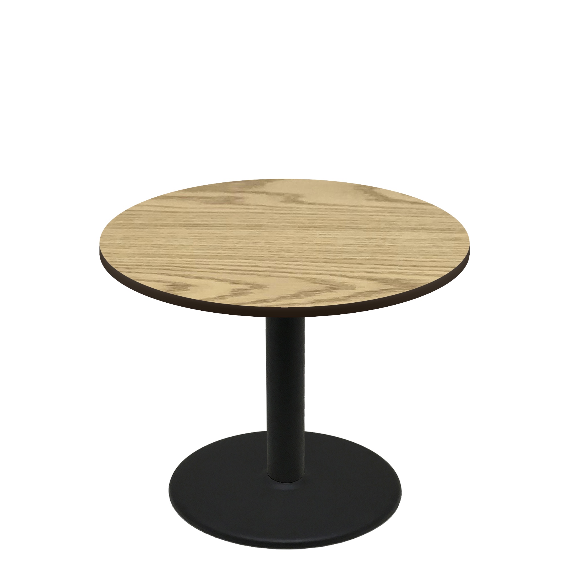 48" Round Two-Sided Oak/Walnut Quick Ship Table - Oak Up + Black Standard Height 30" Disc Base
