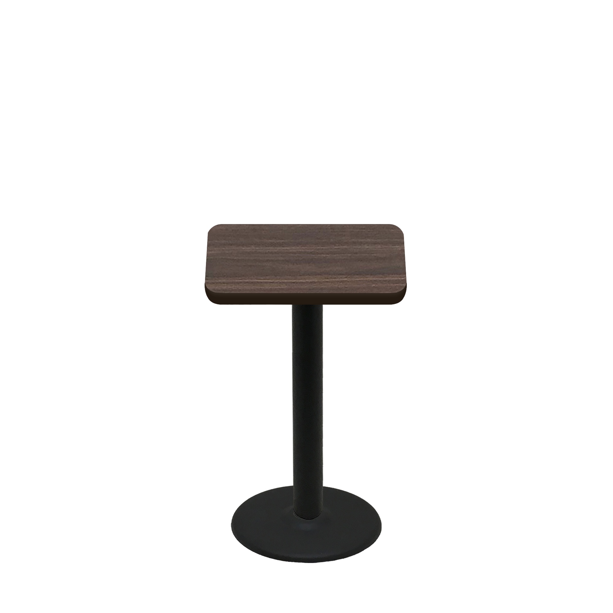 24" x 24" Two-Sided Oak/Walnut Quick Ship Table - Walnut Up + Black Standard Height 18" Disc Base