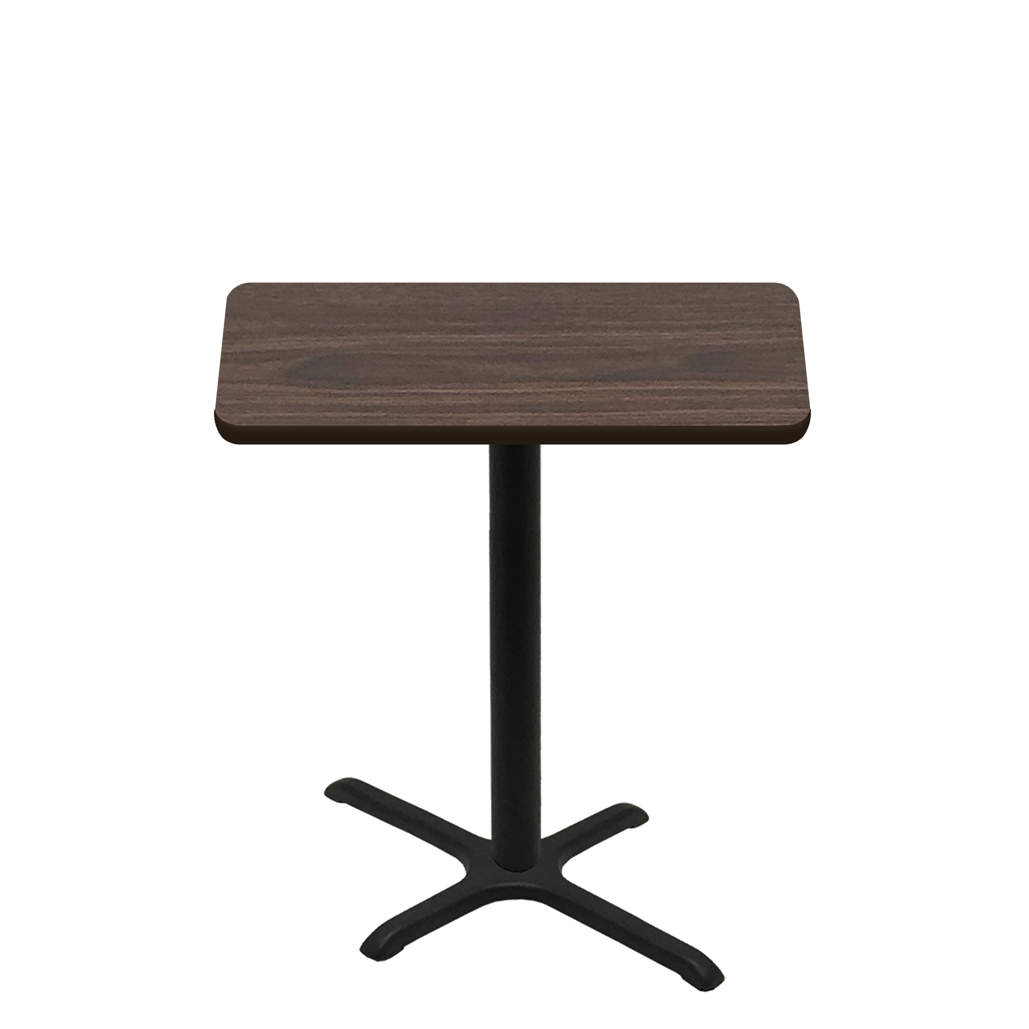 30" x 42" Two-Sided Oak/Walnut Quick Ship Table - Walnut Up + Black Counter Height 22" x 30" Cross Base
