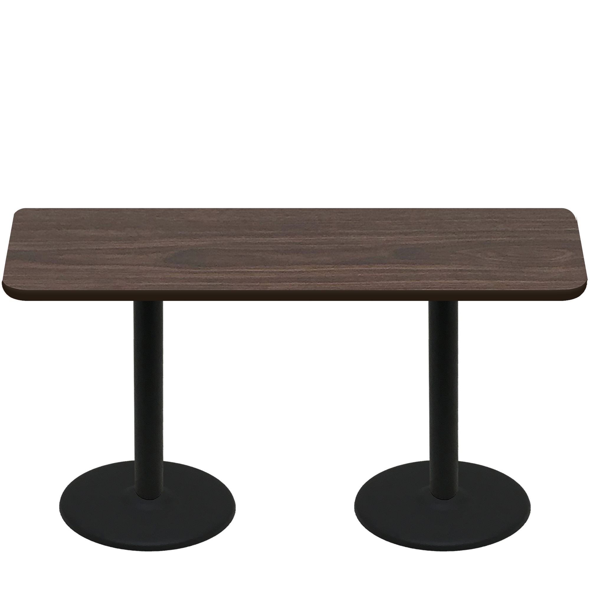 30" x 72" Two-Sided Oak/Walnut Quick Ship Table - Walnut Up + (2) Black Standard Height 22" Disc Bases