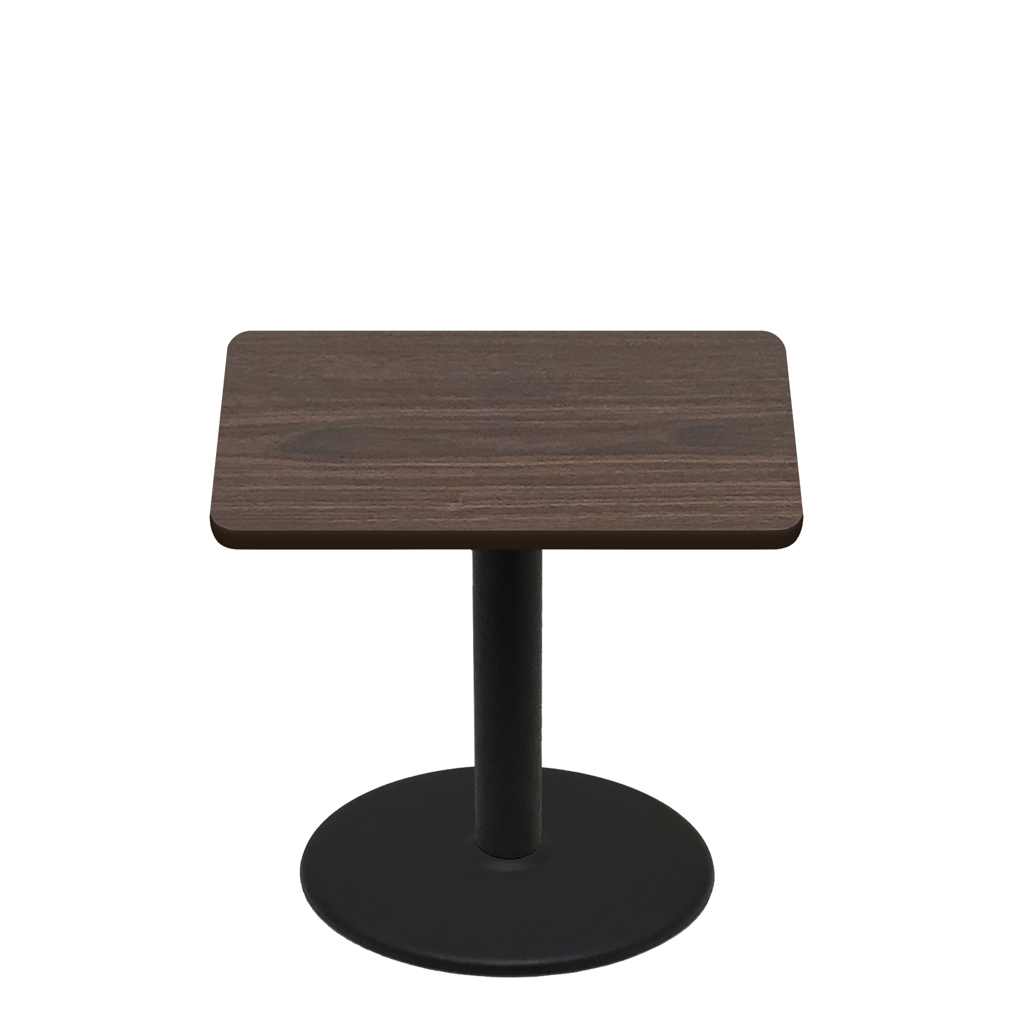 42" x 42" Two-Sided Oak/Walnut Quick Ship Table - Walnut Up + Black Standard Height 30" Disc Base