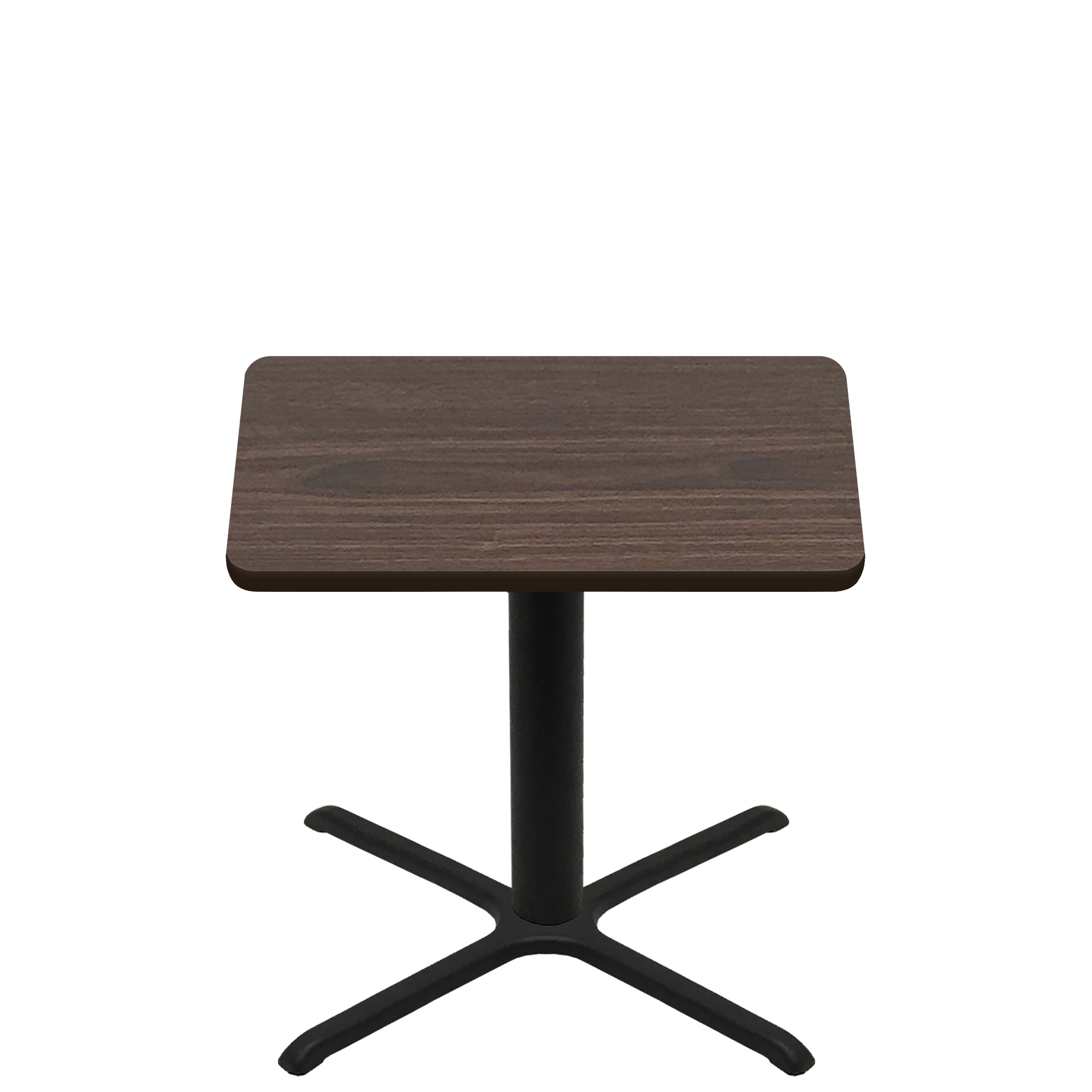 42" x 42" Two-Sided Oak/Walnut Quick Ship Table - Walnut Up + Black Standard Height 36" x 36" Cross Base