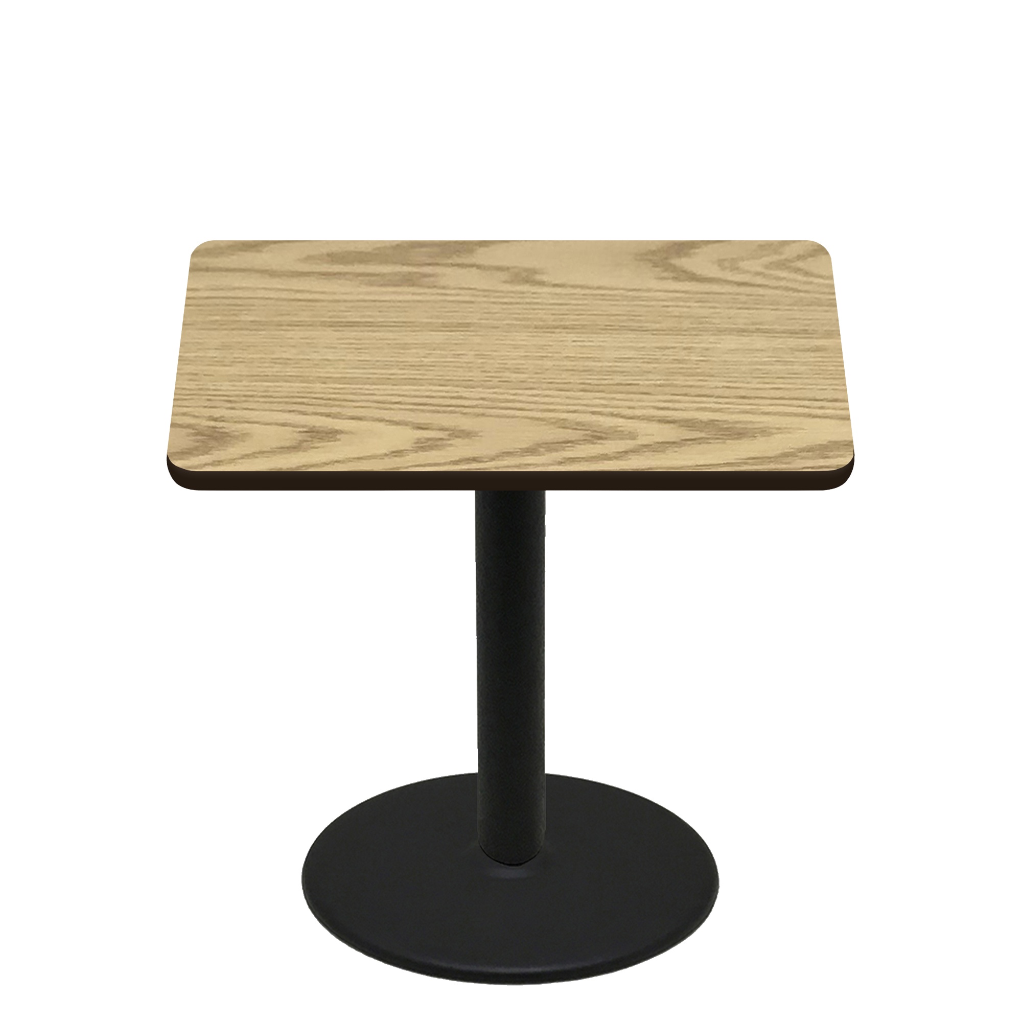 48" x 48" Two-Sided Oak/Walnut Quick Ship Table - Oak Up + Black Counter Height 30" Disc Base