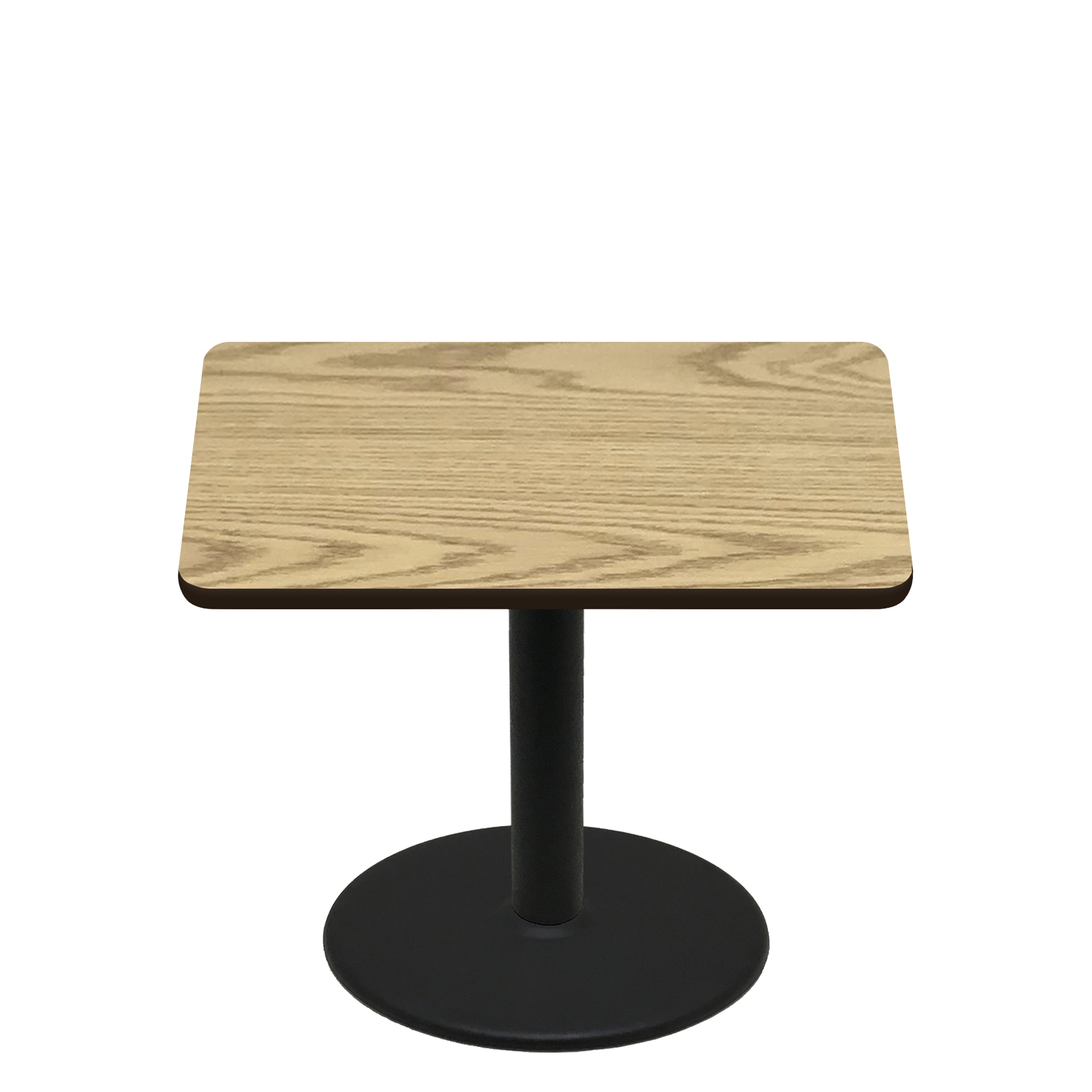 48" x 48" Two-Sided Oak/Walnut Quick Ship Table - Oak Up + Black Standard Height 30" Disc Base