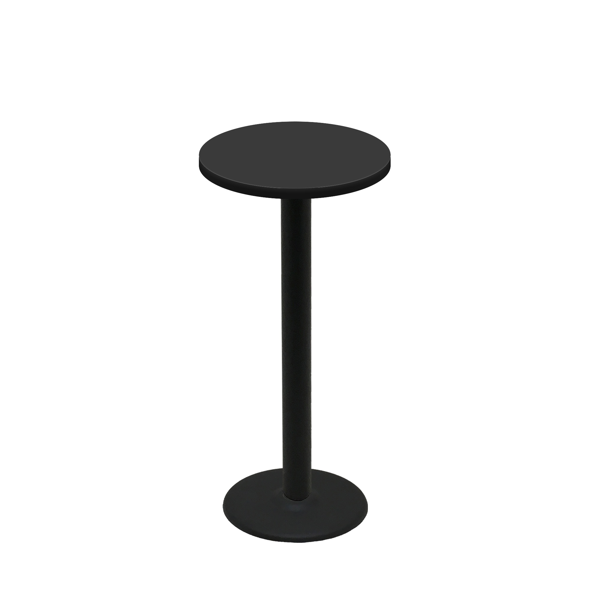 24" Round Two-Sided Mahogany/Black Quick Ship Table - Black Up + Black Bar Height 18" Disc Base