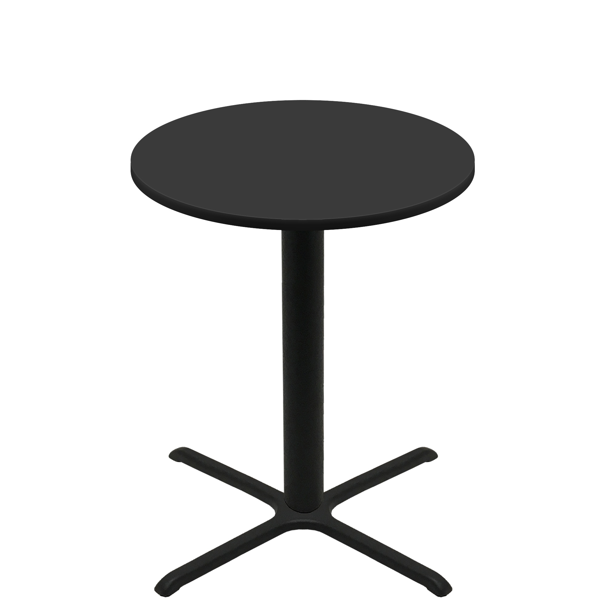 42" Round Two-Sided Mahogany/Black Quick Ship Table - Black Up + Black Bar Height 36" x 36" Cross Base