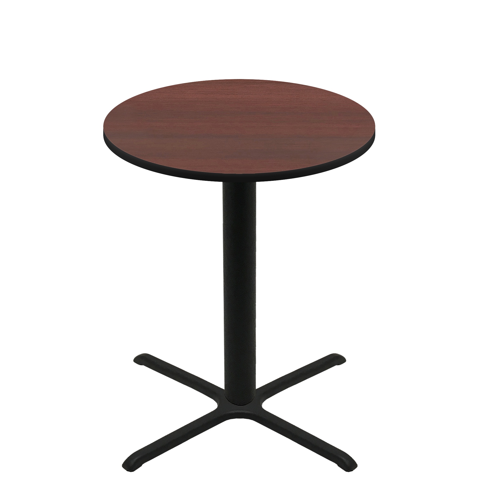 42" Round Two-Sided Mahogany/Black Quick Ship Table - Mahogany Up + Black Bar Height 36" x 36" Cross Base