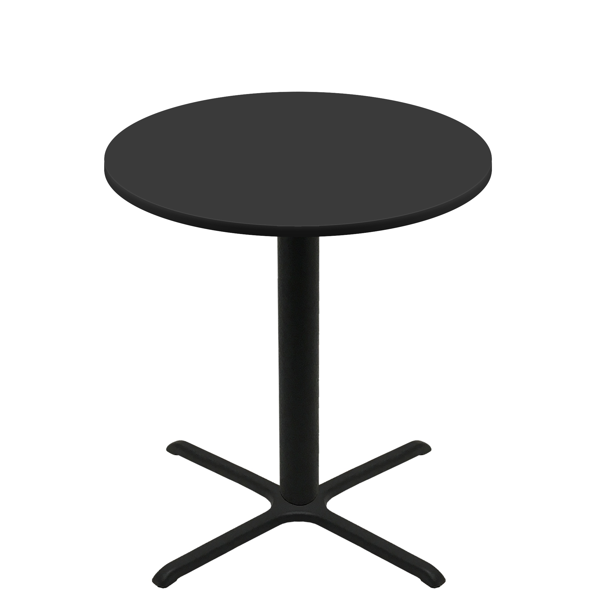 48" Round Two-Sided Mahogany/Black Quick Ship Table - Black Up + Black Bar Height 36" x 36" Cross Base