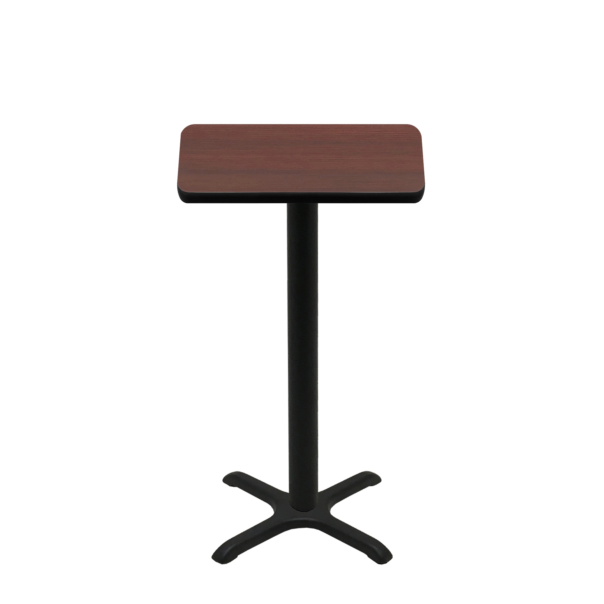 24" x 30" Two-Sided Mahogany/Black Quick Ship Table - Mahogany Up + Black Bar Height 22" x 22" Cross Base