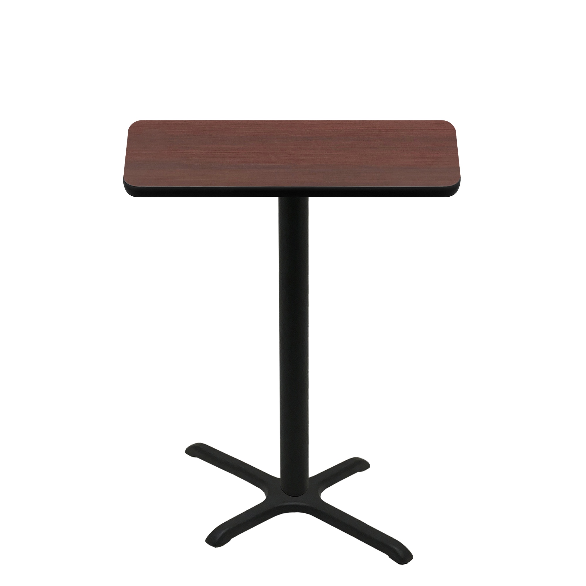 24" x 42" Two-Sided Mahogany/Black Quick Ship Table - Mahogany Up + Black Bar Height 22" x 30" Cross Base