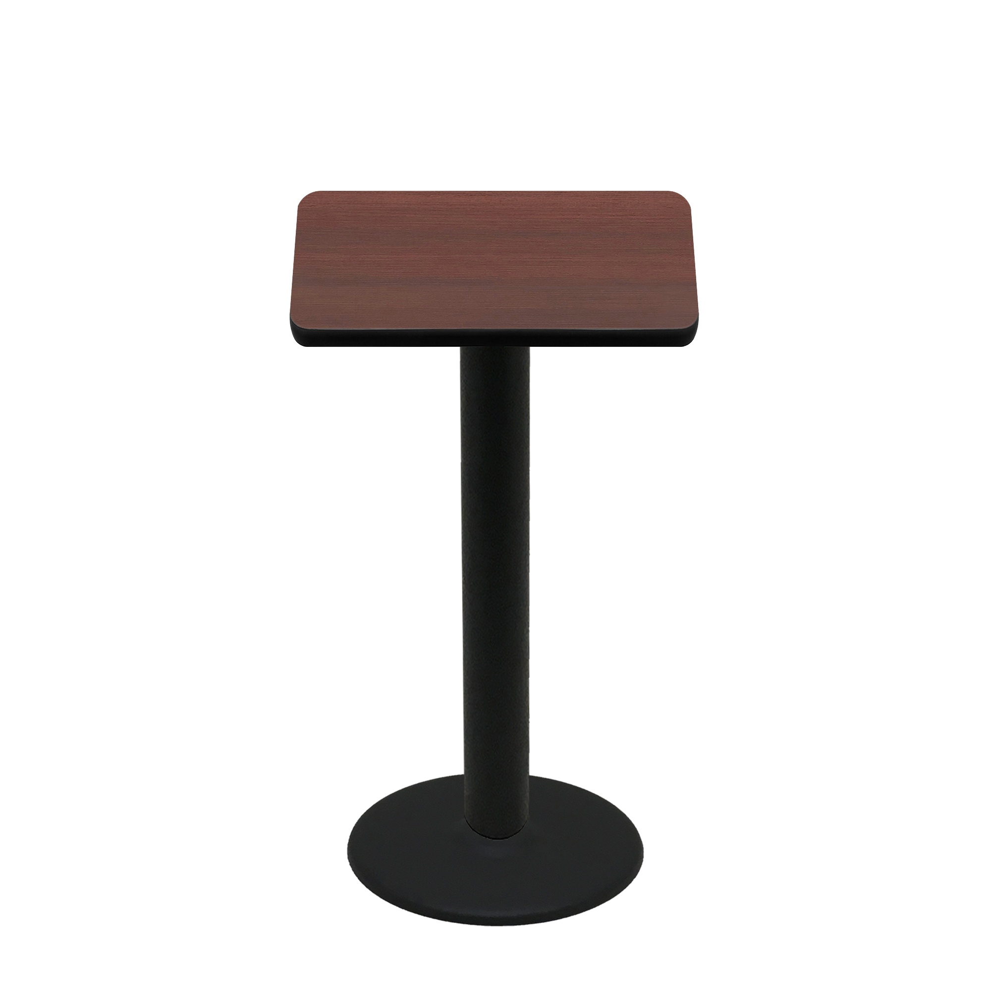 30" x 30" Two-Sided Mahogany/Black Quick Ship Table - Mahogany Up + Black Bar Height 22" Disc Base