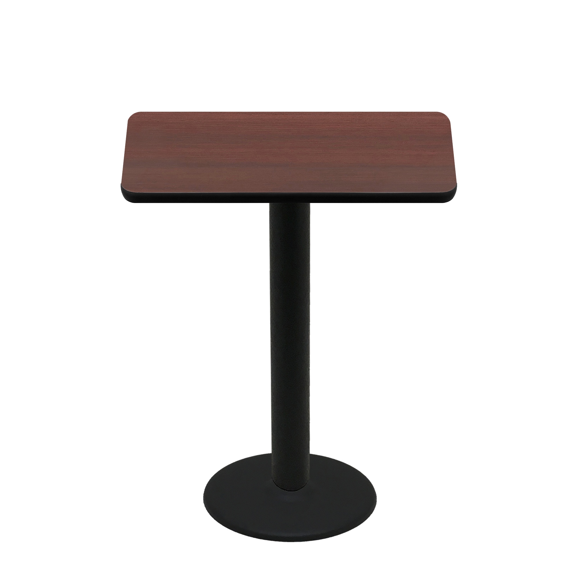 30" x 42" Two-Sided Mahogany/Black Quick Ship Table - Mahogany Up + Black Bar Height 22" Disc Base