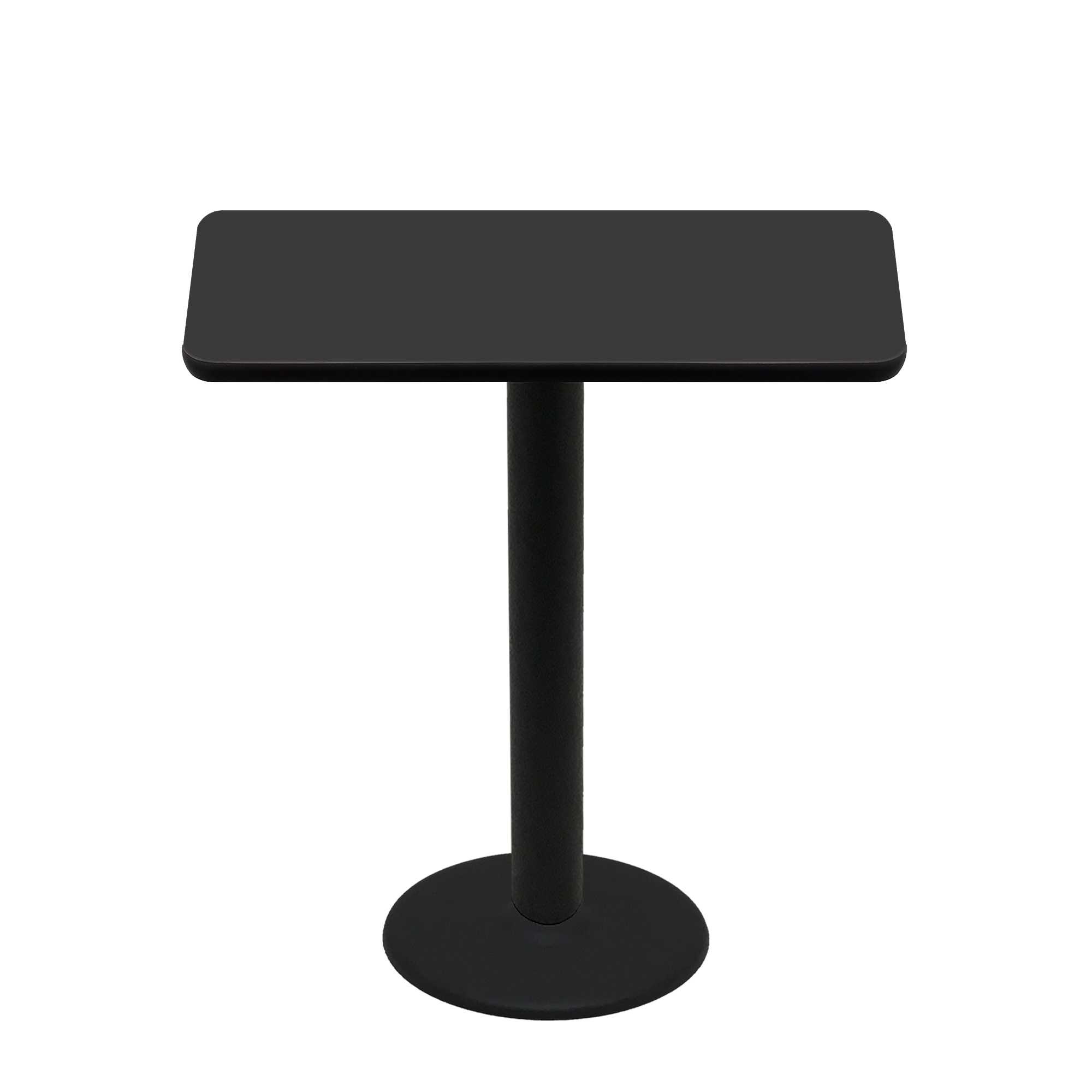 30" x 48" Two-Sided Mahogany/Black Quick Ship Table - Black Up + Black Bar Height 22" Disc Base