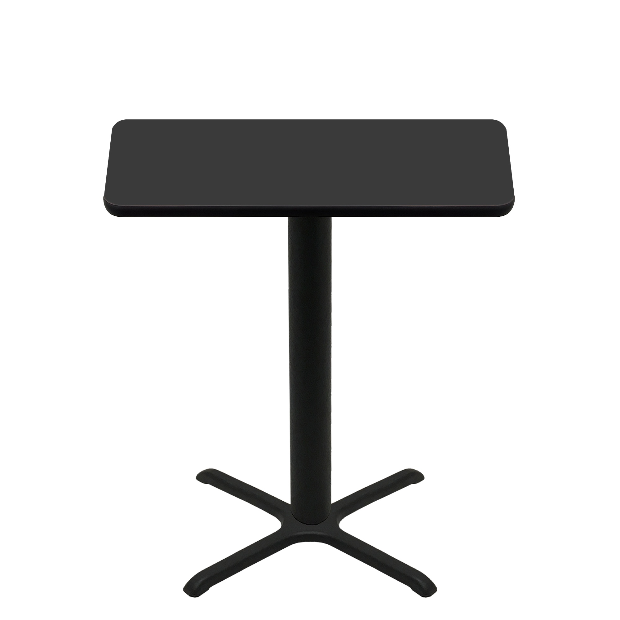 30" x 48" Two-Sided Mahogany/Black Quick Ship Table - Black Up + Black Bar Height 30" x 30" Cross Base