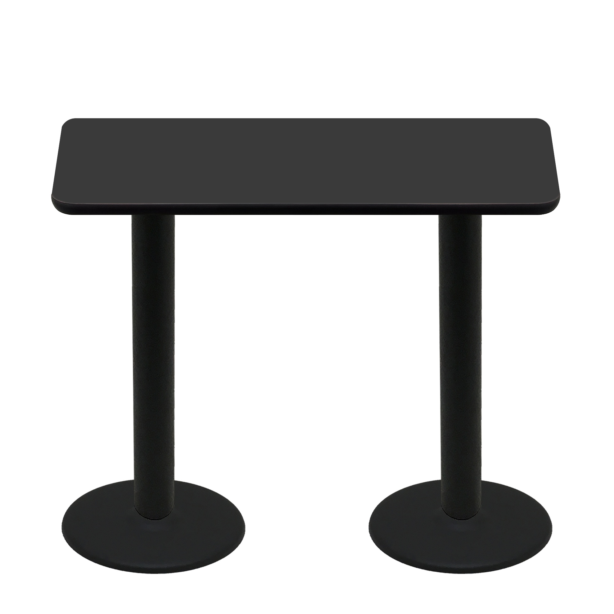 30" x 60" Two-Sided Mahogany/Black Quick Ship Table - Black Up + (2) Black Bar Height 22" Disc Bases