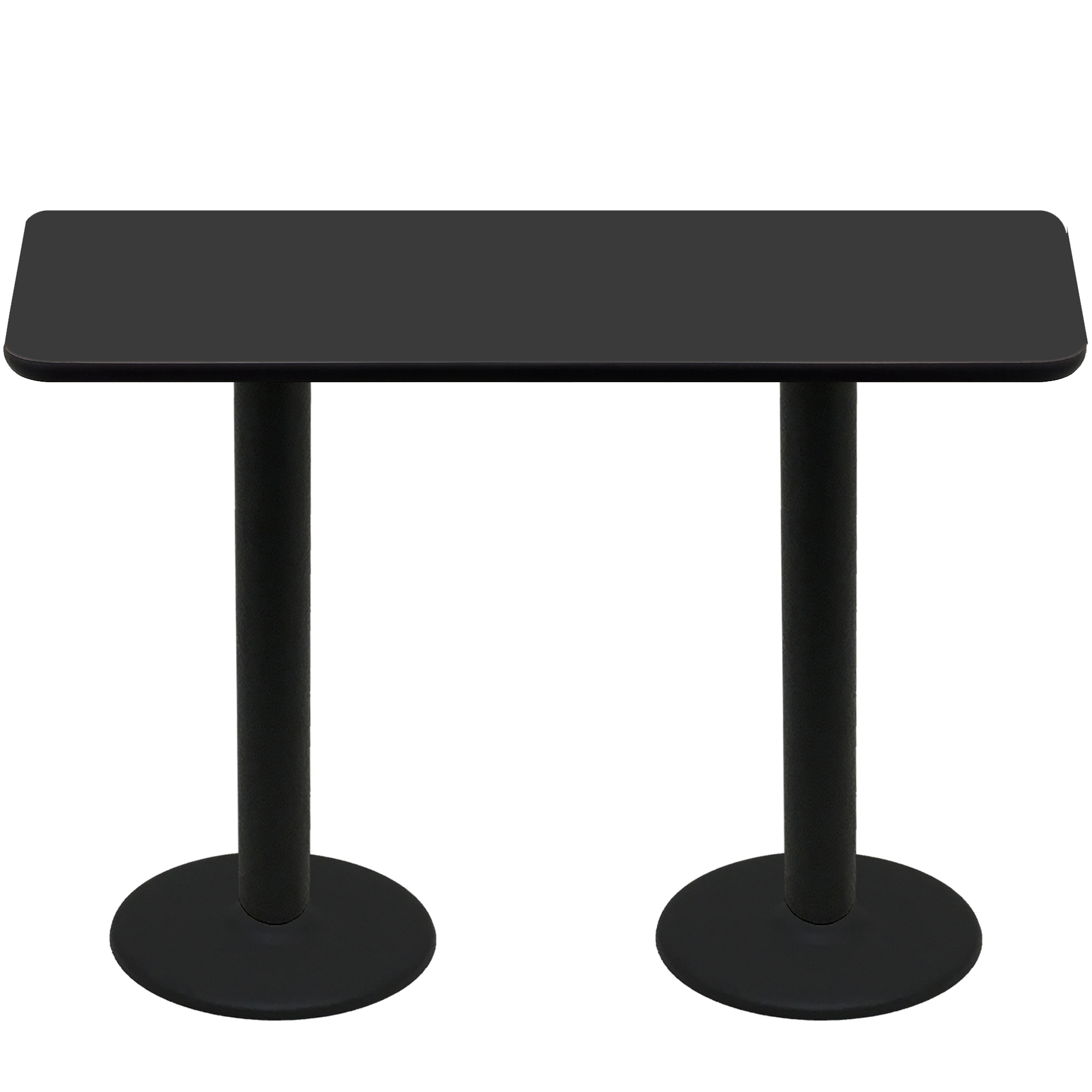 30" x 72" Two-Sided Mahogany/Black Quick Ship Table - Black Up + (2) Black Bar Height 22" Disc Bases