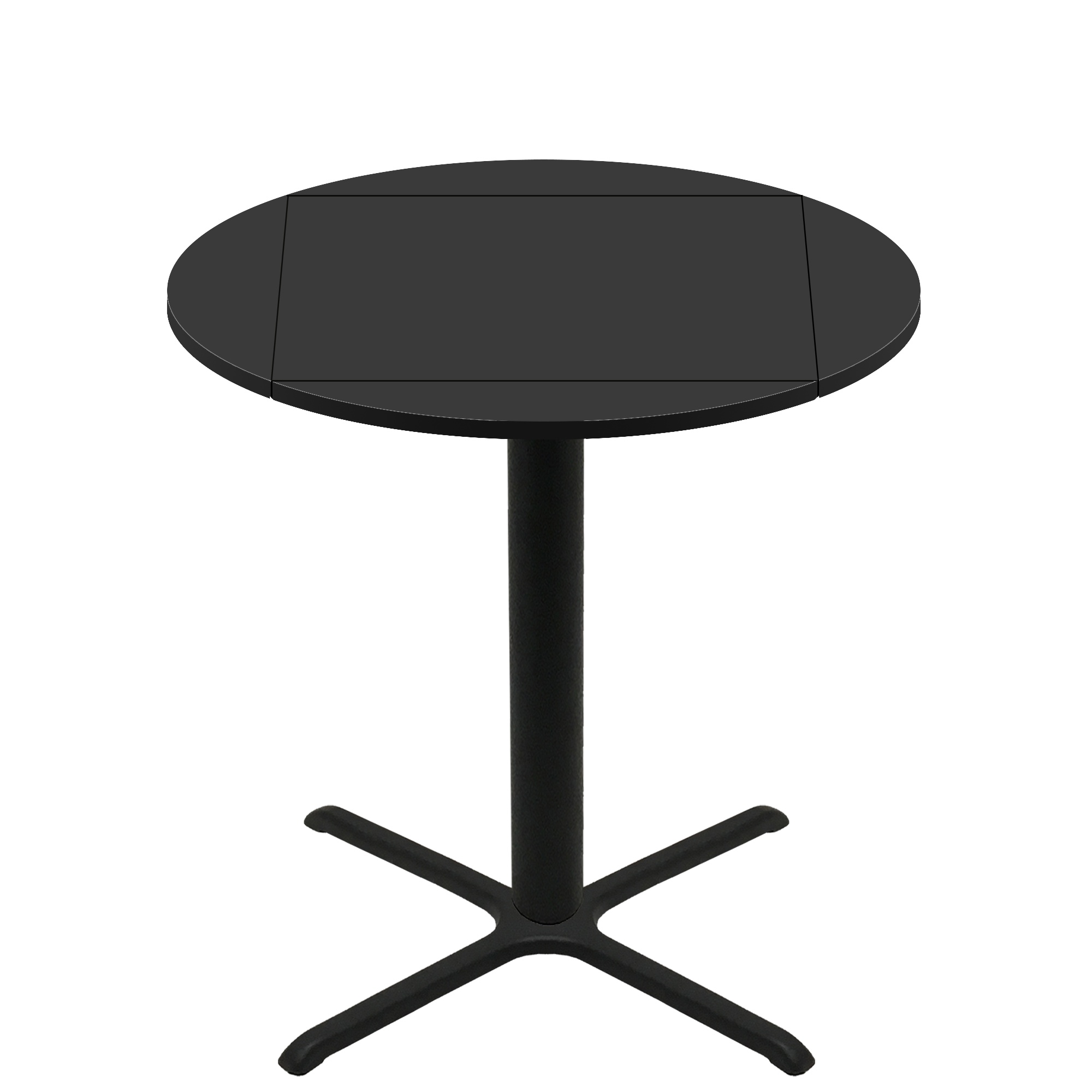 36" x 36" Flip to 51" Round Two-Sided Mahogany/Black Quick Ship Table - Black Up + Black Bar Height 36" x 36" Cross Base