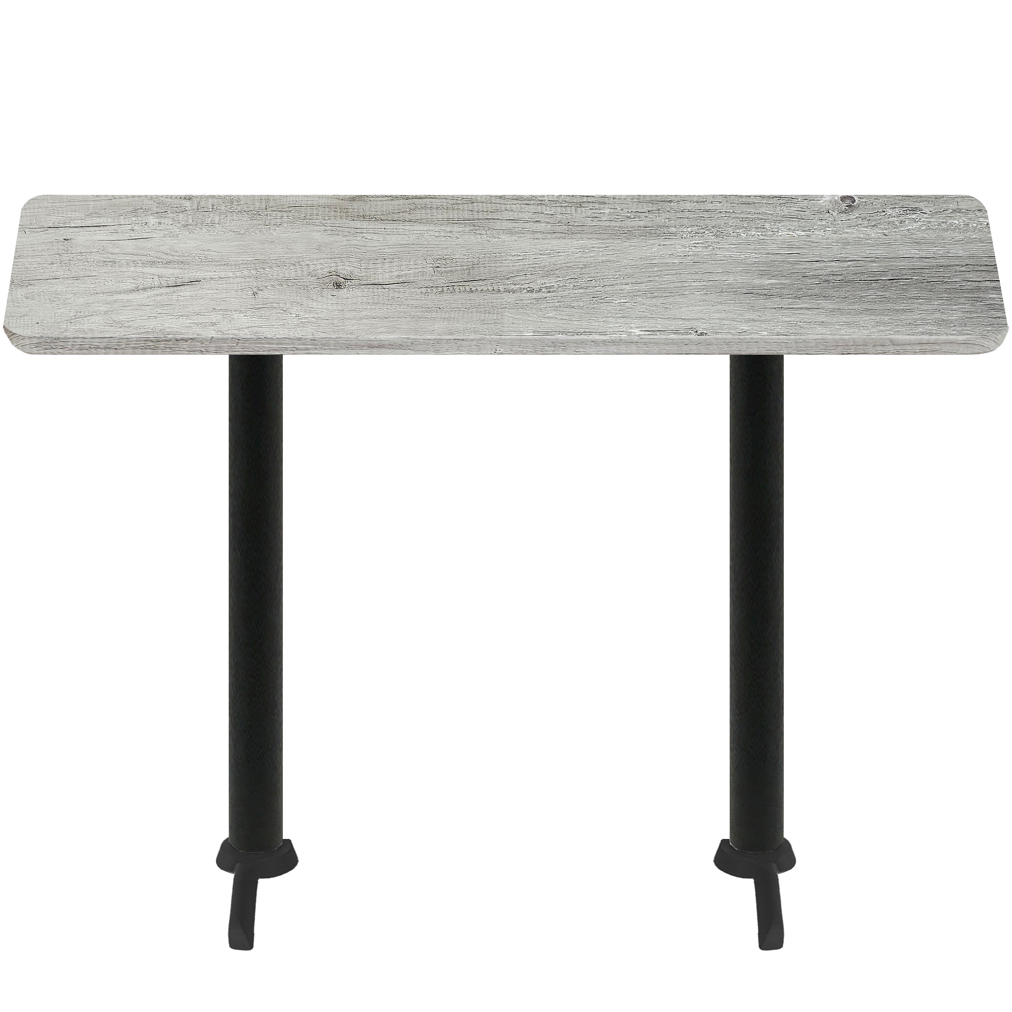 30" x 72" Thermoform Gray Barn Board Quick Ship Table + (2) Black Bar Height 22" T Bases