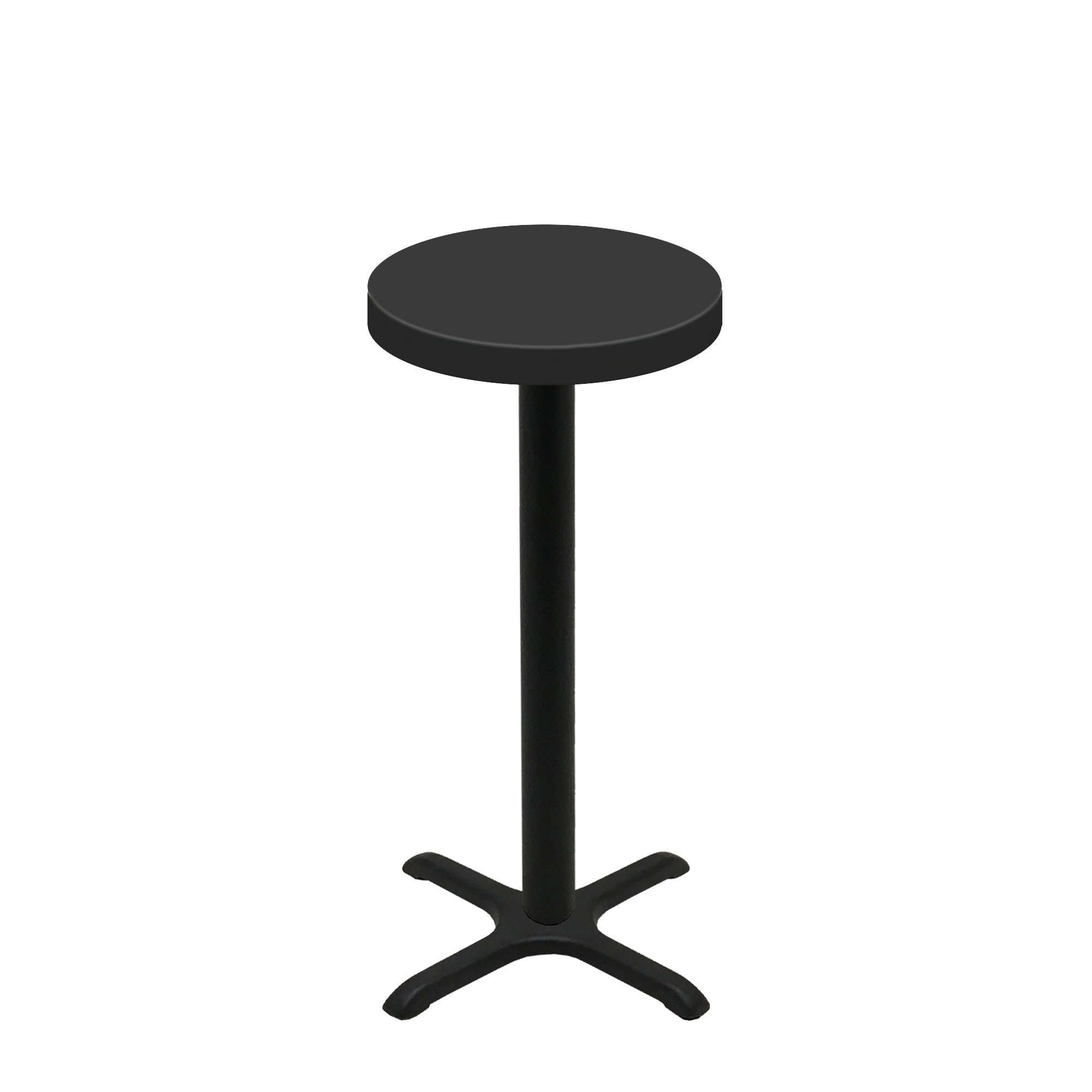 24" Round Urban Onyx Quick Ship Table + Black Bar Height 22" x 22" Cross Base