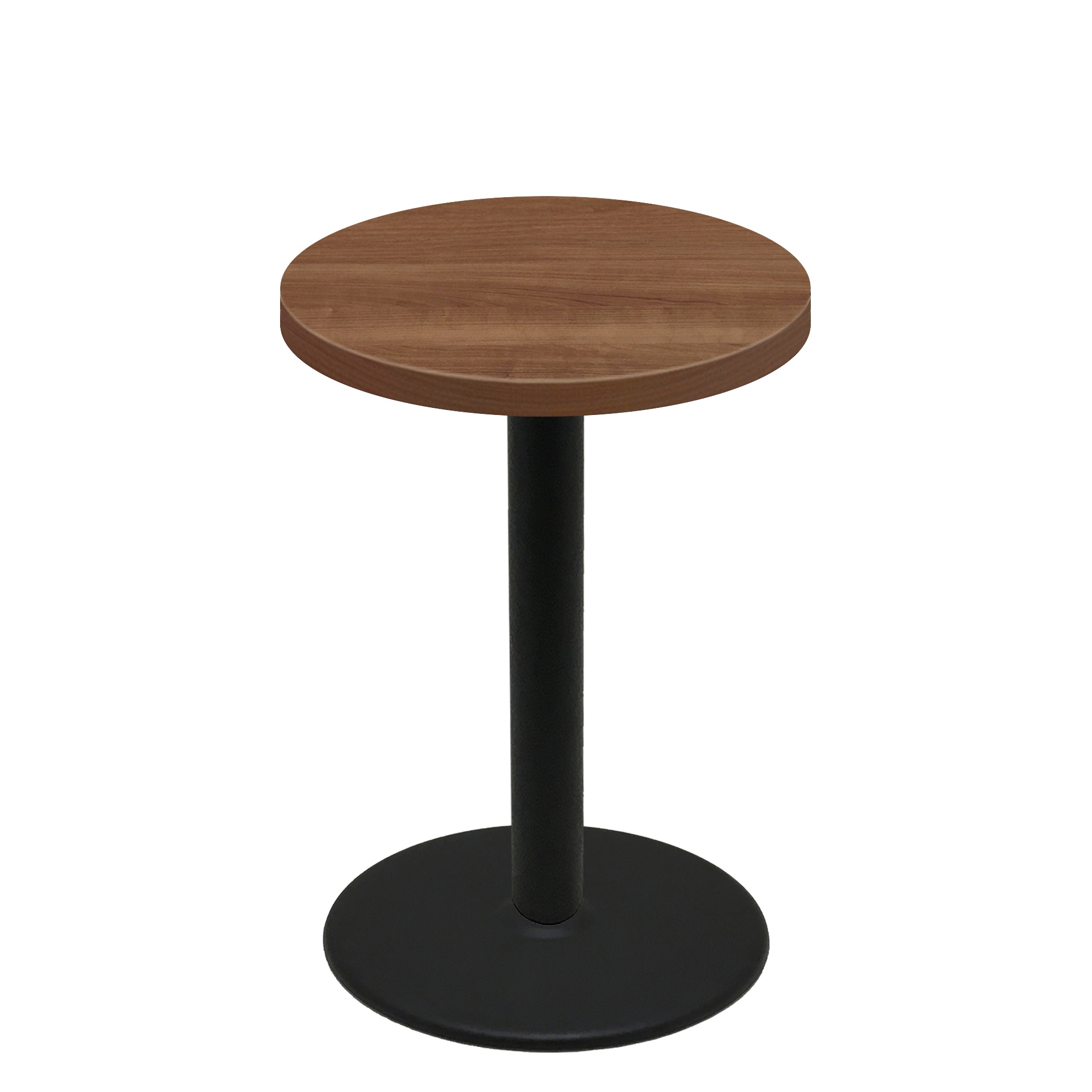 36" Round Urban Toasted Birch Quick Ship Table + Black Bar Height 30" Disc Base