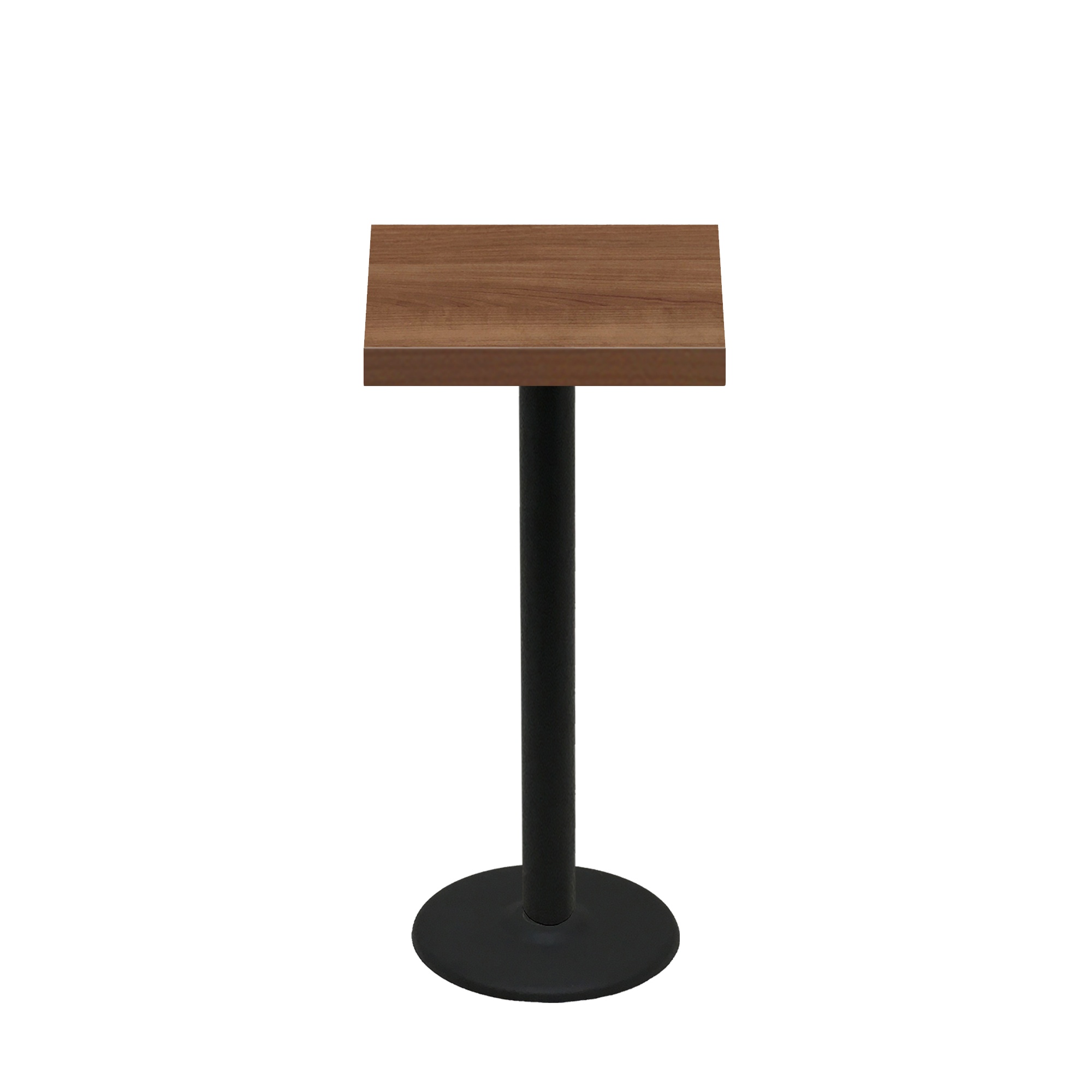 24" x 24" Urban Toasted Birch Quick Ship Table + Black Bar Height 18" Disc Base