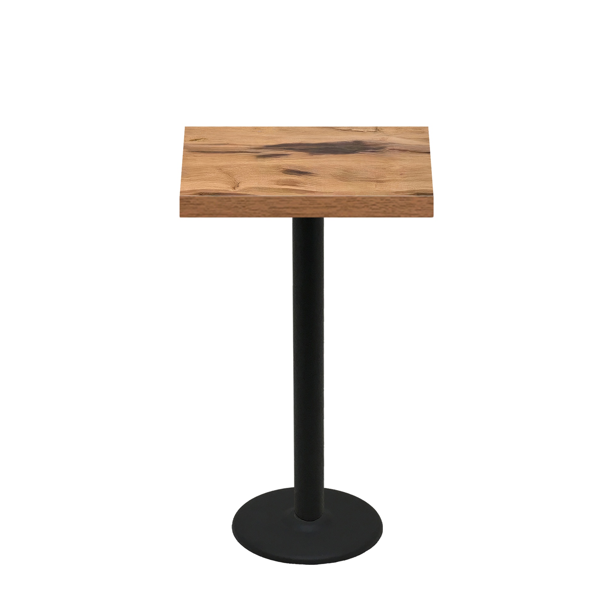24" x 30" Urban Natural Heartwood Quick Ship Table + Black Bar Height 18" Disc Base