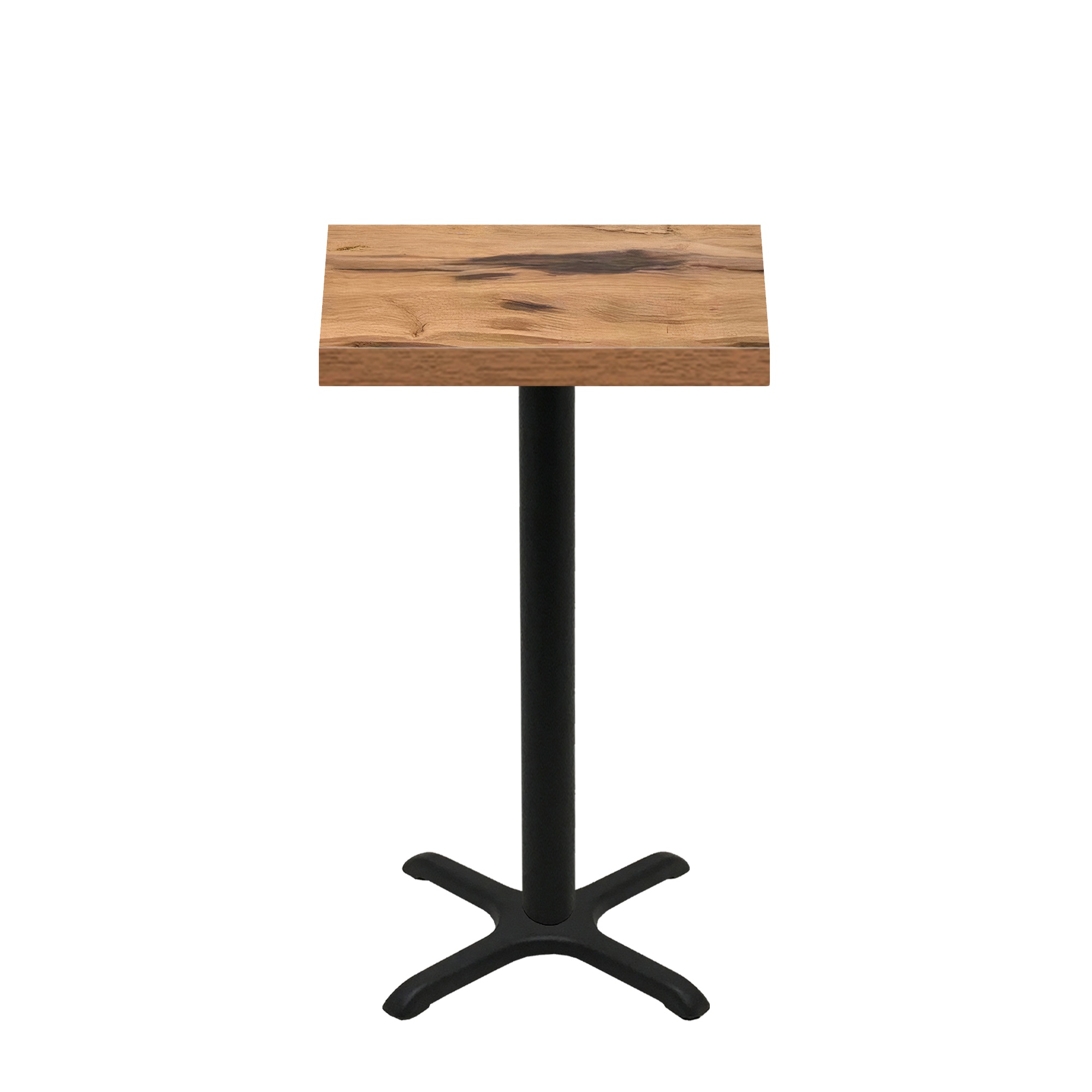 24" x 30" Urban Natural Heartwood Quick Ship Table + Black Bar Height 22" x 22" Cross Base