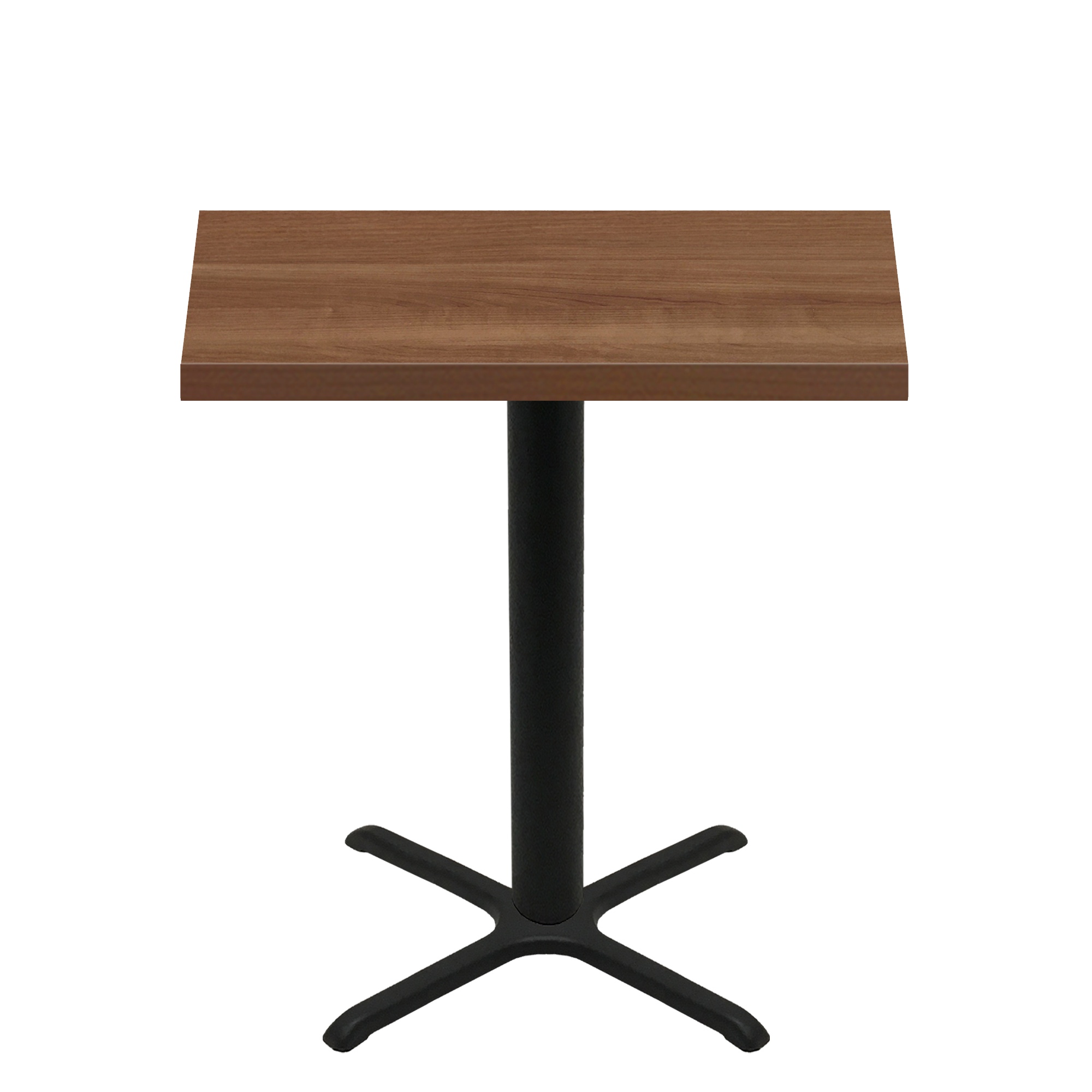 30" x 48" Urban Toasted Birch Quick Ship Table + Black Bar Height 30" x 30" Cross Base